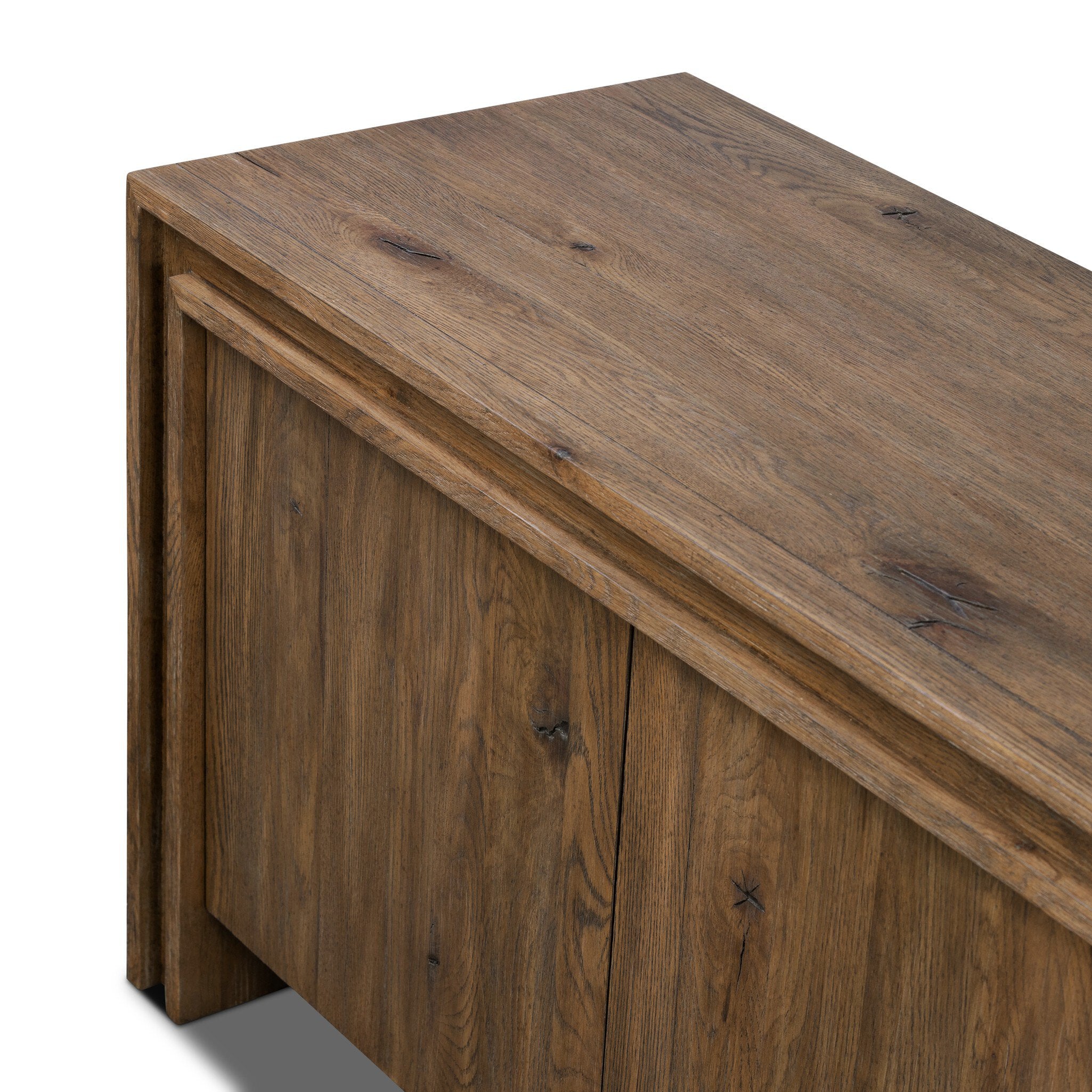 Four Hands Chalmers Media Console — Weathered Oak-Weathered Oak Veneer