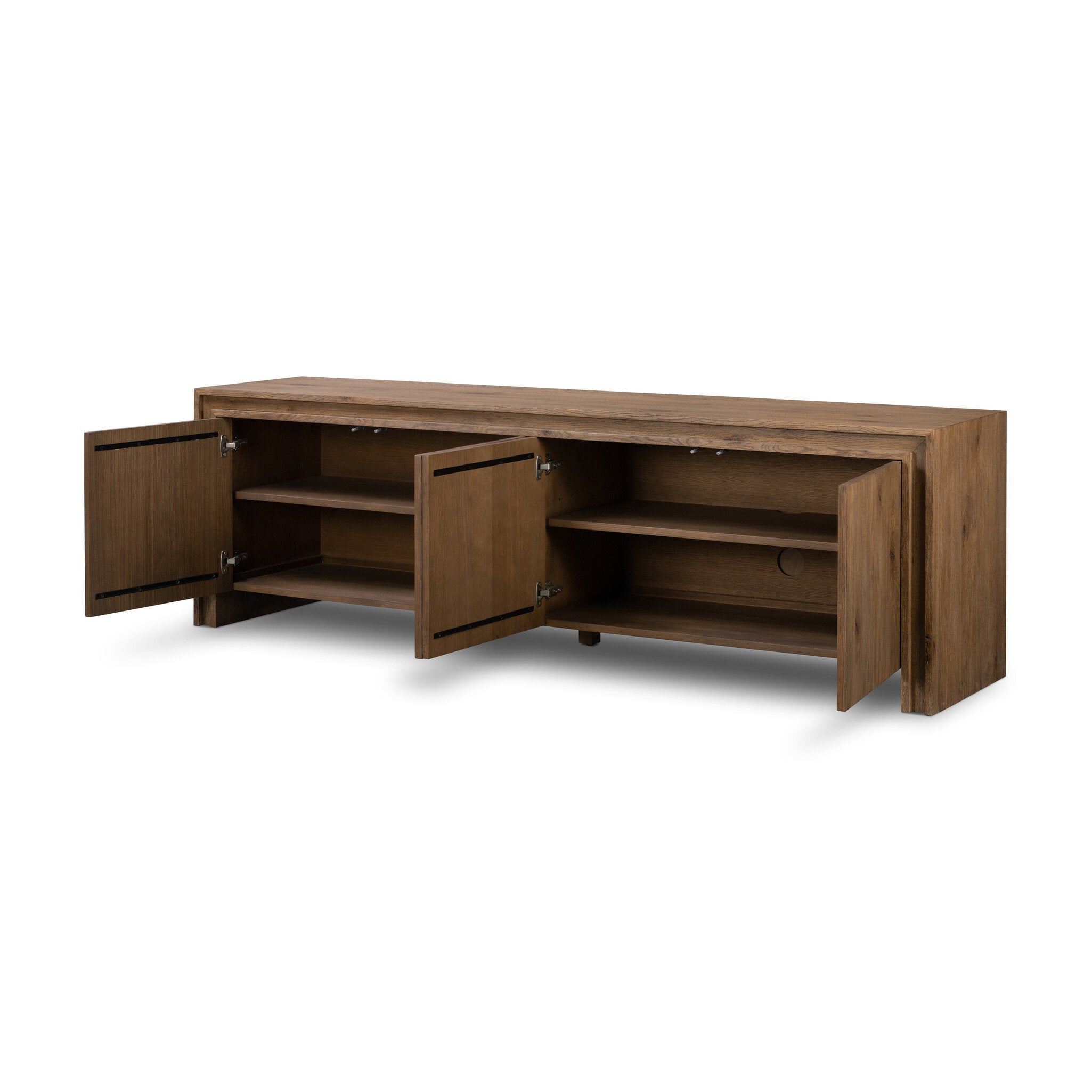 Four Hands Chalmers Media Console — Weathered Oak-Weathered Oak Veneer
