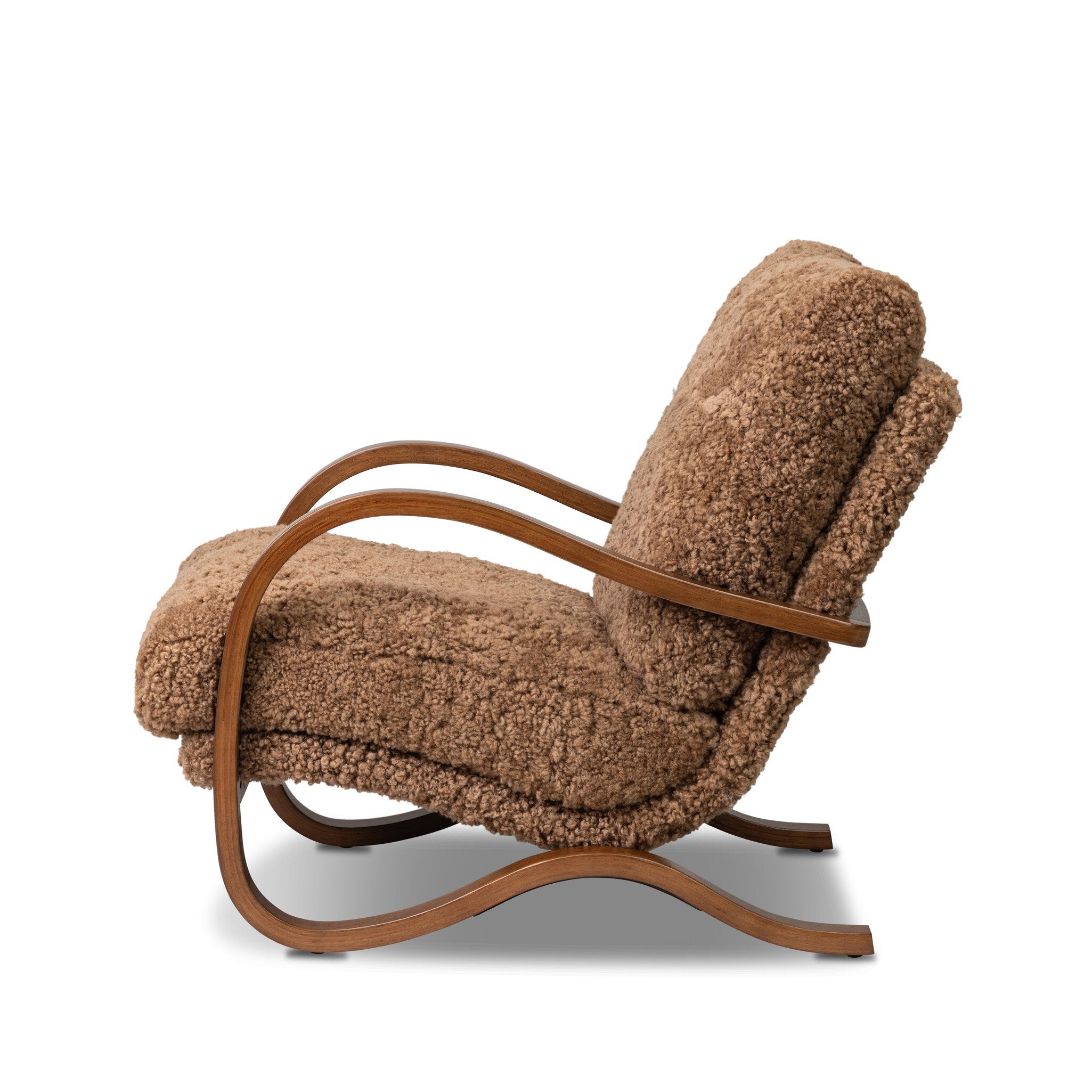Four Hands Tobin Chair — Amber Shearling-Terra Brown Parawood