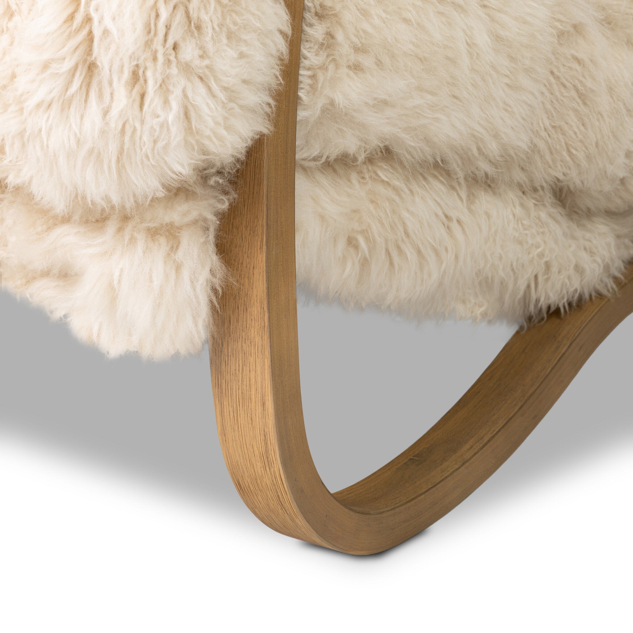 Four Hands Tobin Chair — Champagne Mongolian Fur-Aged Smoked Oak
