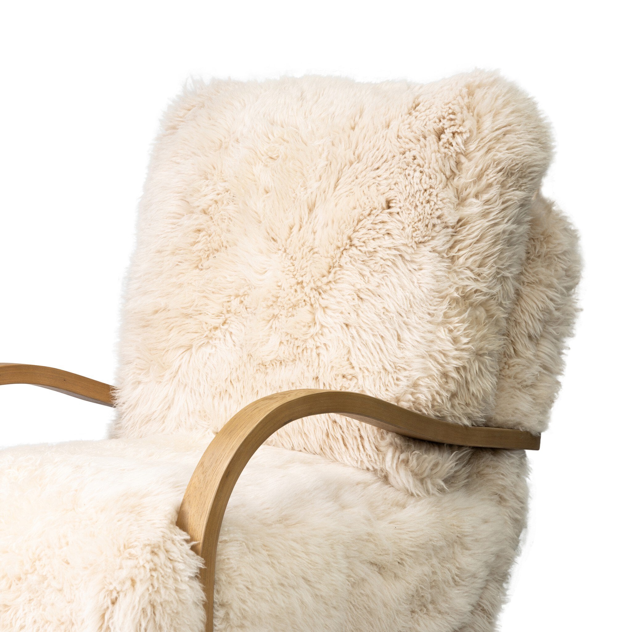Four Hands Tobin Chair — Champagne Mongolian Fur-Aged Smoked Oak