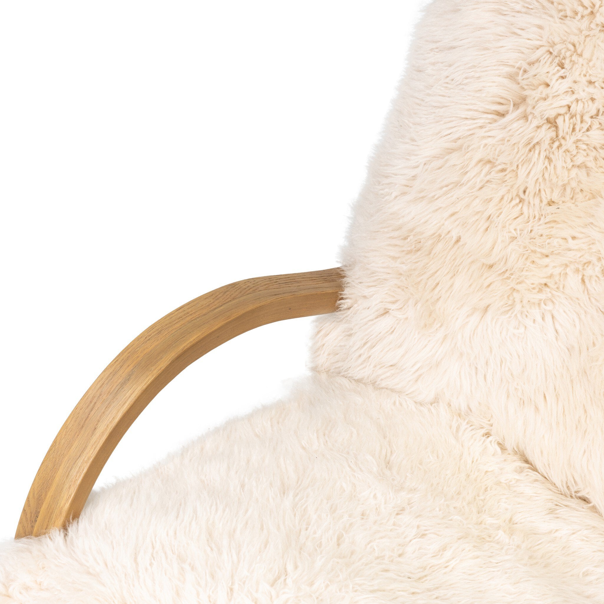 Four Hands Tobin Chair — Champagne Mongolian Fur-Aged Smoked Oak