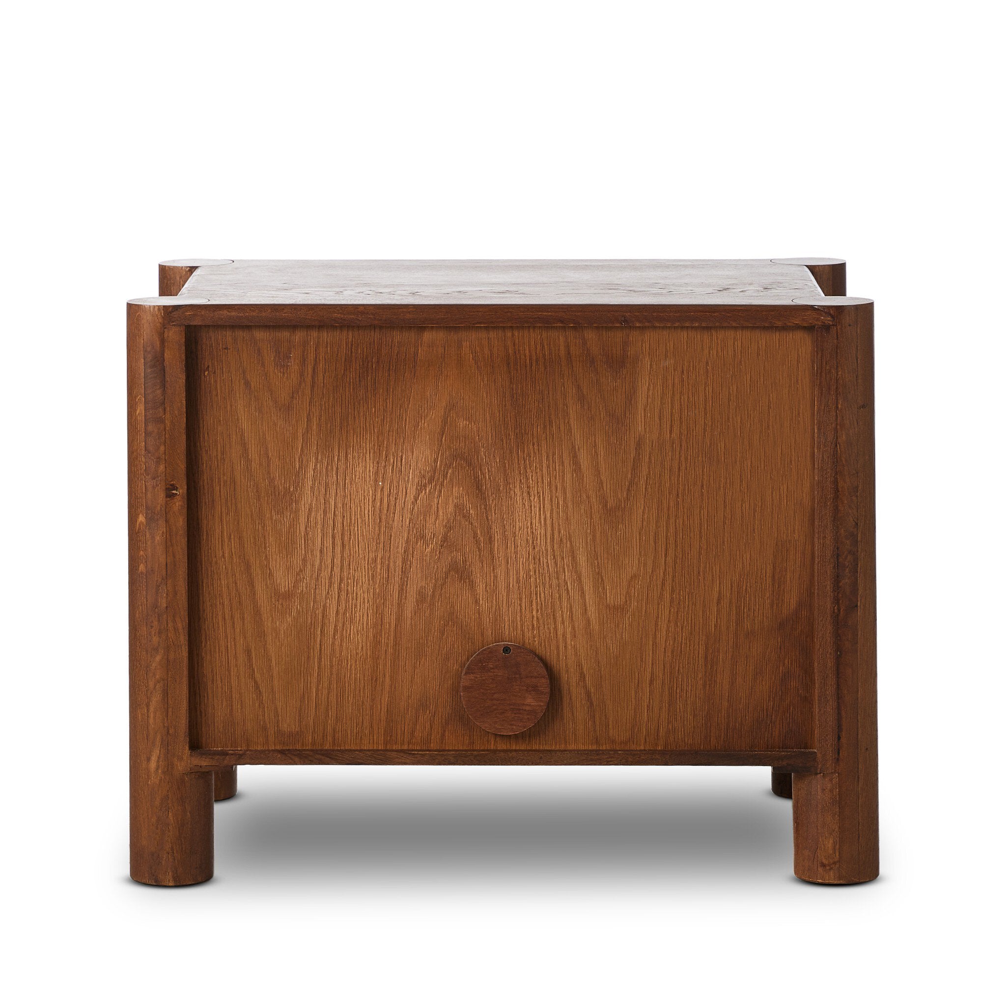 Four Hands Ezri Nightstand — Cocoa Oak-Carved Cocoa Oak