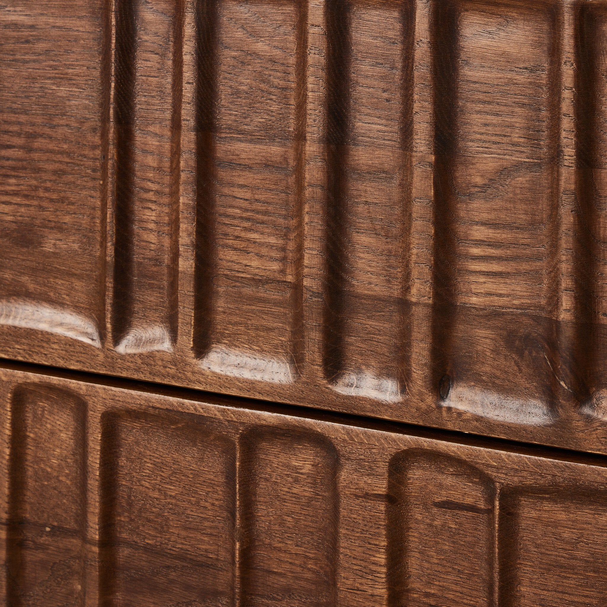 Four Hands Ezri Nightstand — Cocoa Oak-Carved Cocoa Oak