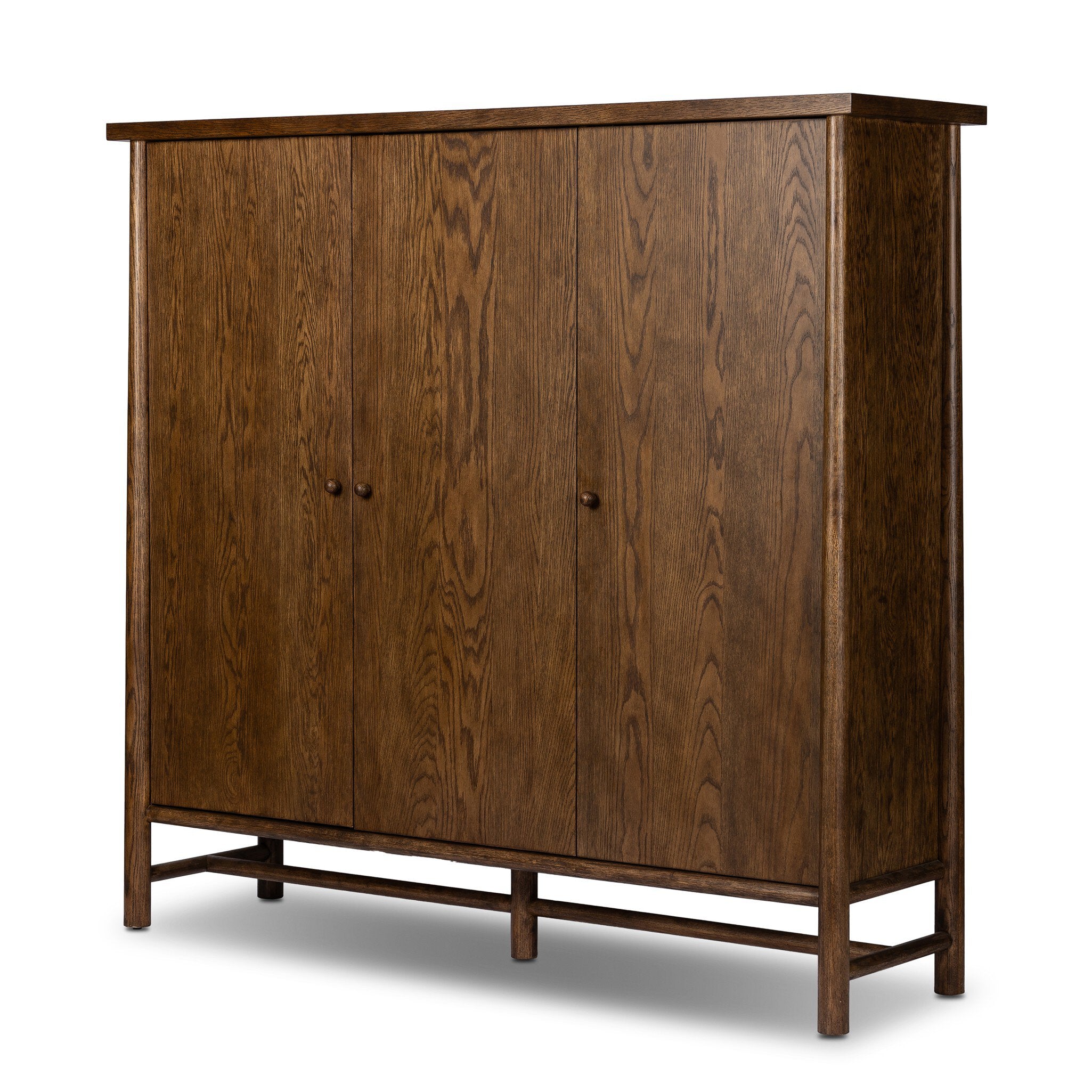 Four Hands Renaud 3-Door Cabinet — Dark Toasted Oak-Dark Toasted Oak Veneer