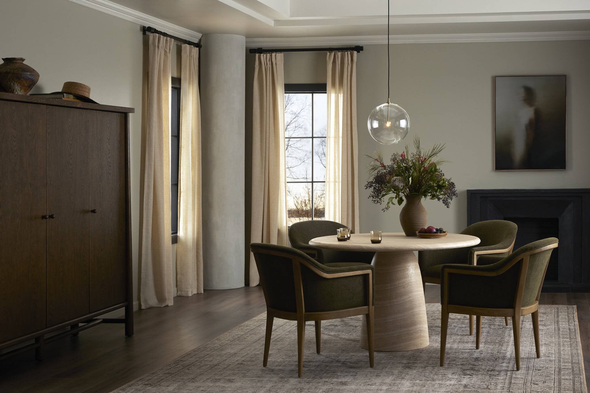 Four Hands Renaud 3-Door Cabinet — Dark Toasted Oak-Dark Toasted Oak Veneer