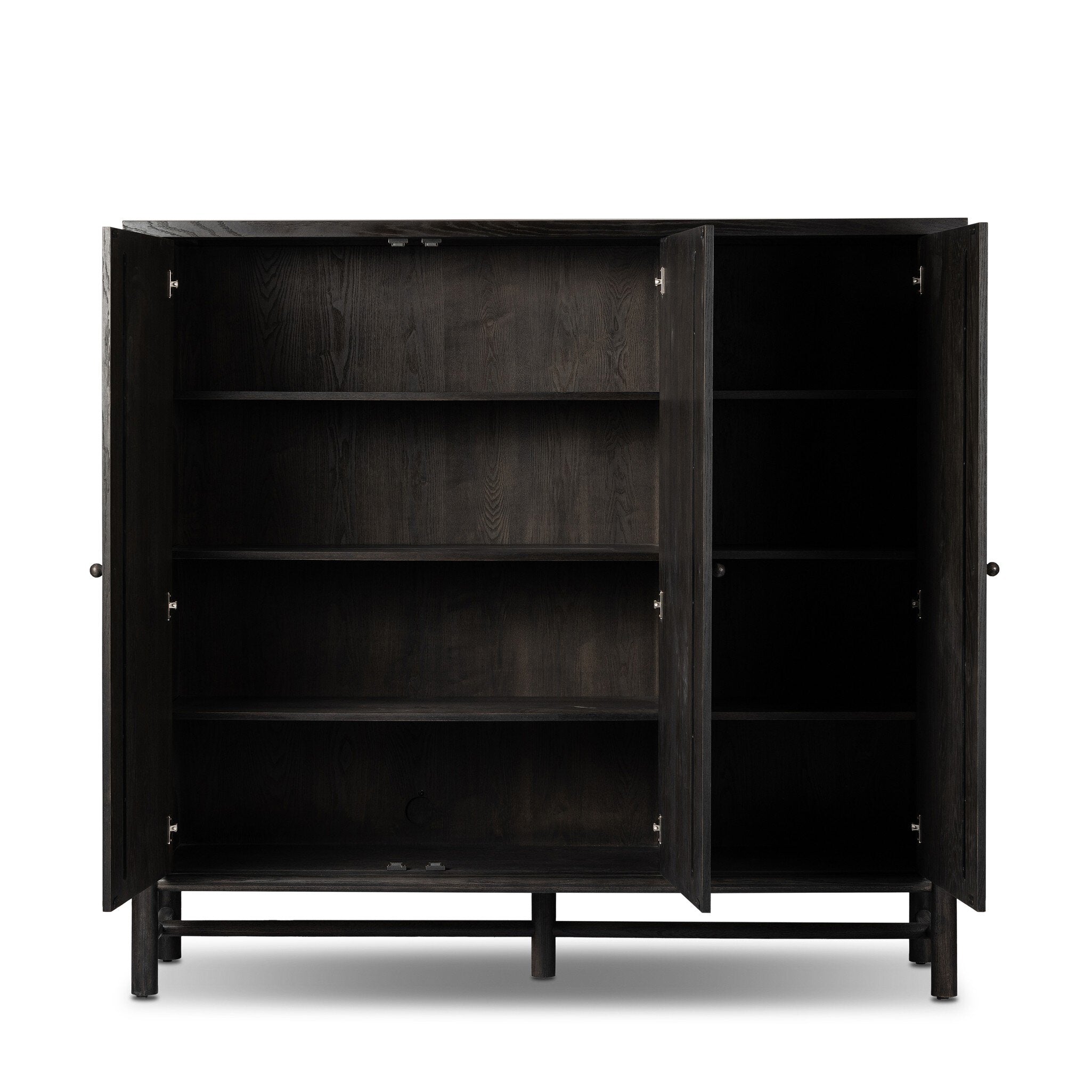 Four Hands Renaud 3-Door Cabinet — Charcoal Oak-Charcoal Oak Veneer