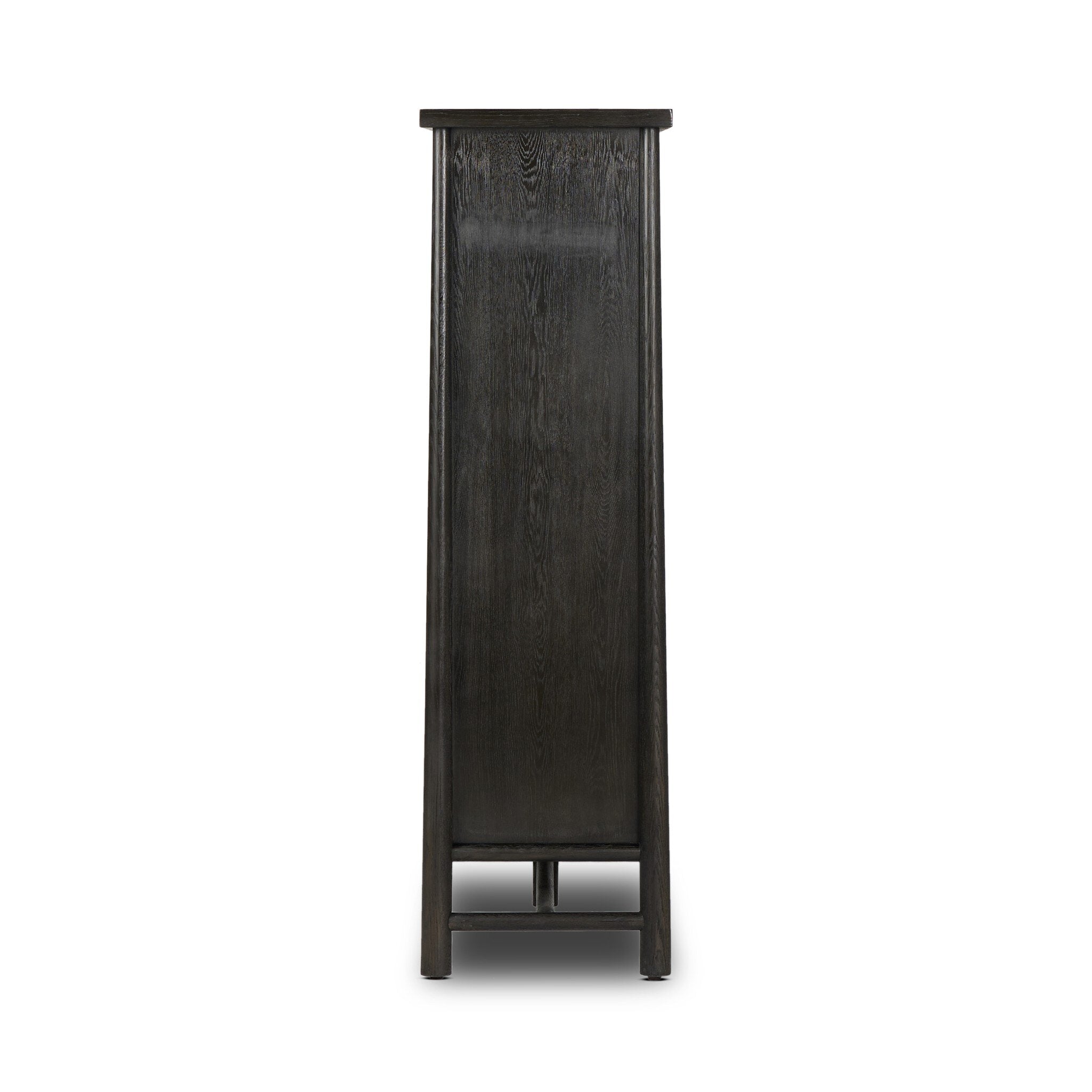 Four Hands Renaud 3-Door Cabinet — Charcoal Oak-Charcoal Oak Veneer