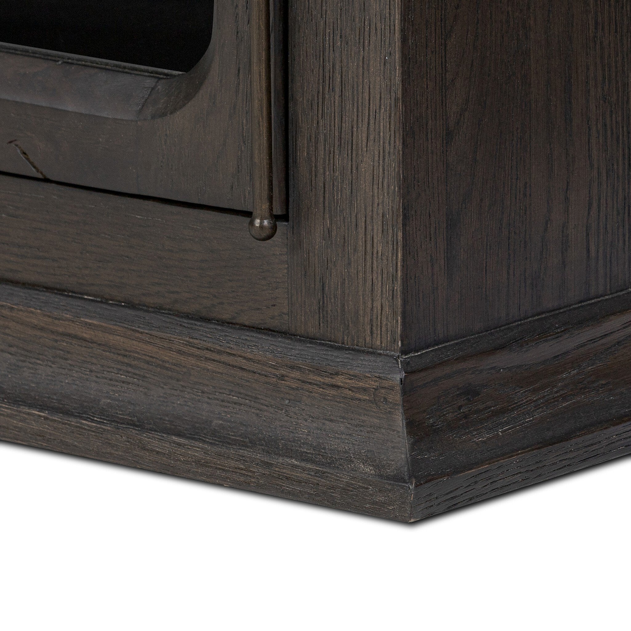 Four Hands Dawes Cabinet — Smoked Black Resawn Oak-Smoked Black Oak-Brushed Brass