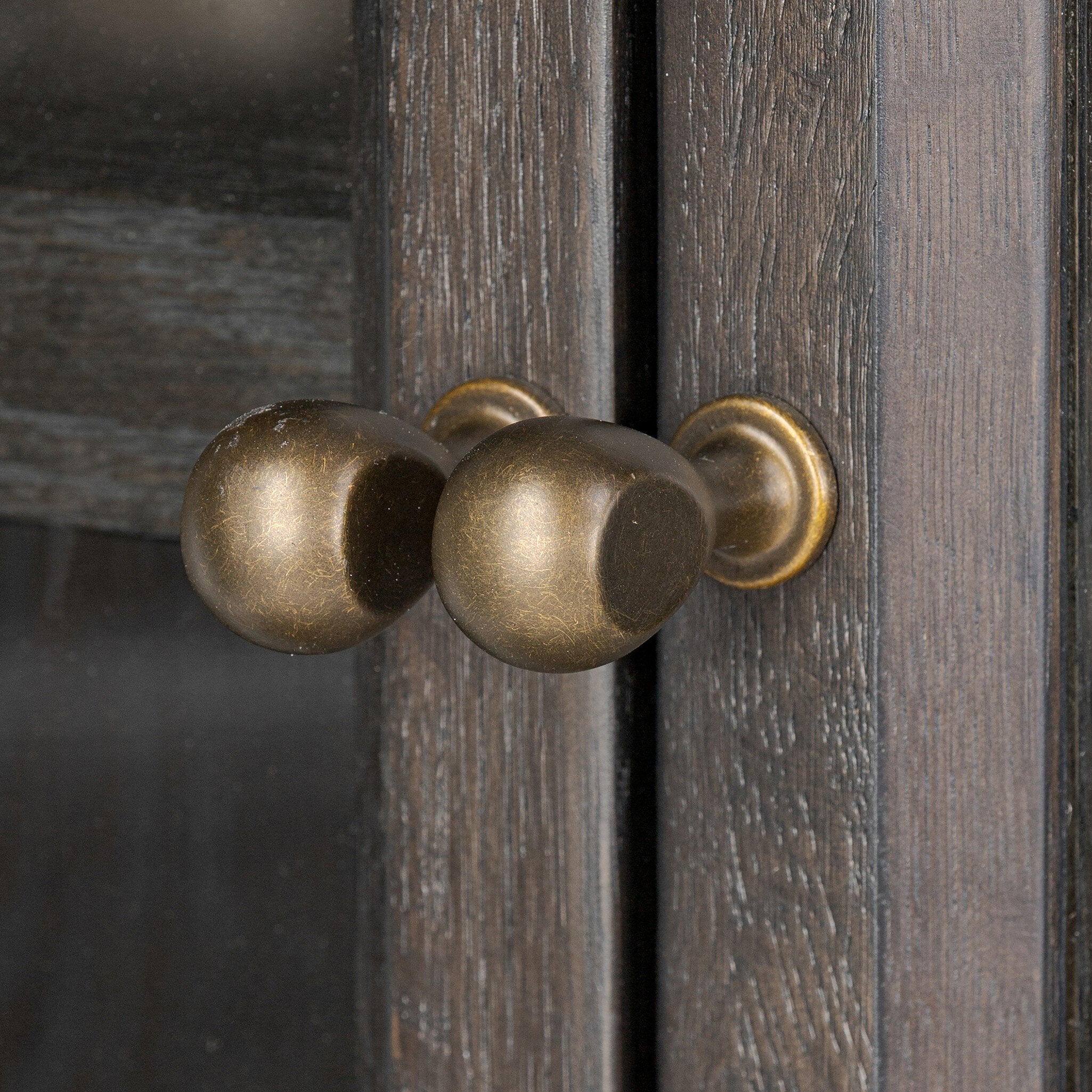 Four Hands Dawes Cabinet — Smoked Black Resawn Oak-Smoked Black Oak-Brushed Brass