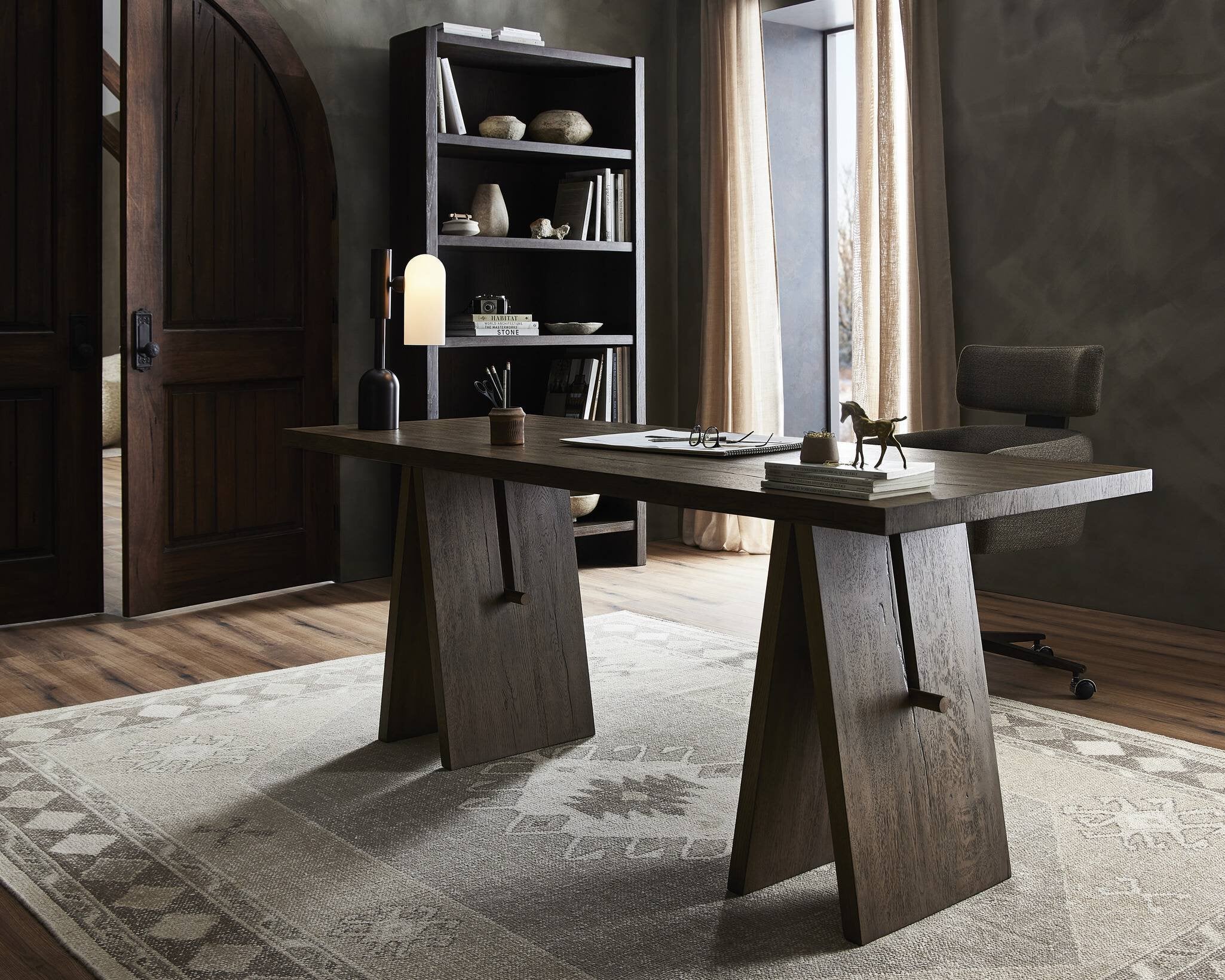 Four Hands Wylie Desk — Rustic Grey Veneer-Rustic Grey