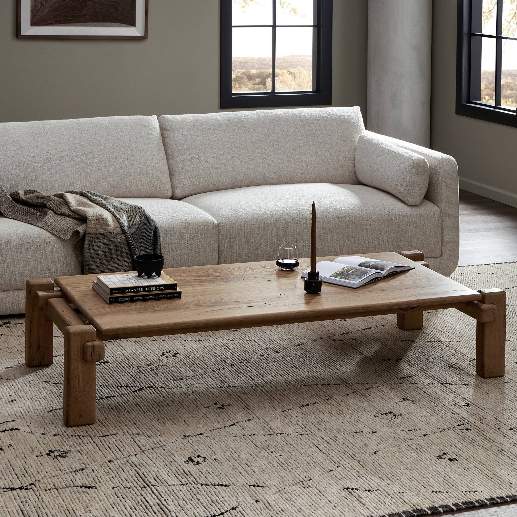Four Hands Marcia Large Coffee Table — Natural Reclaimed French Oak