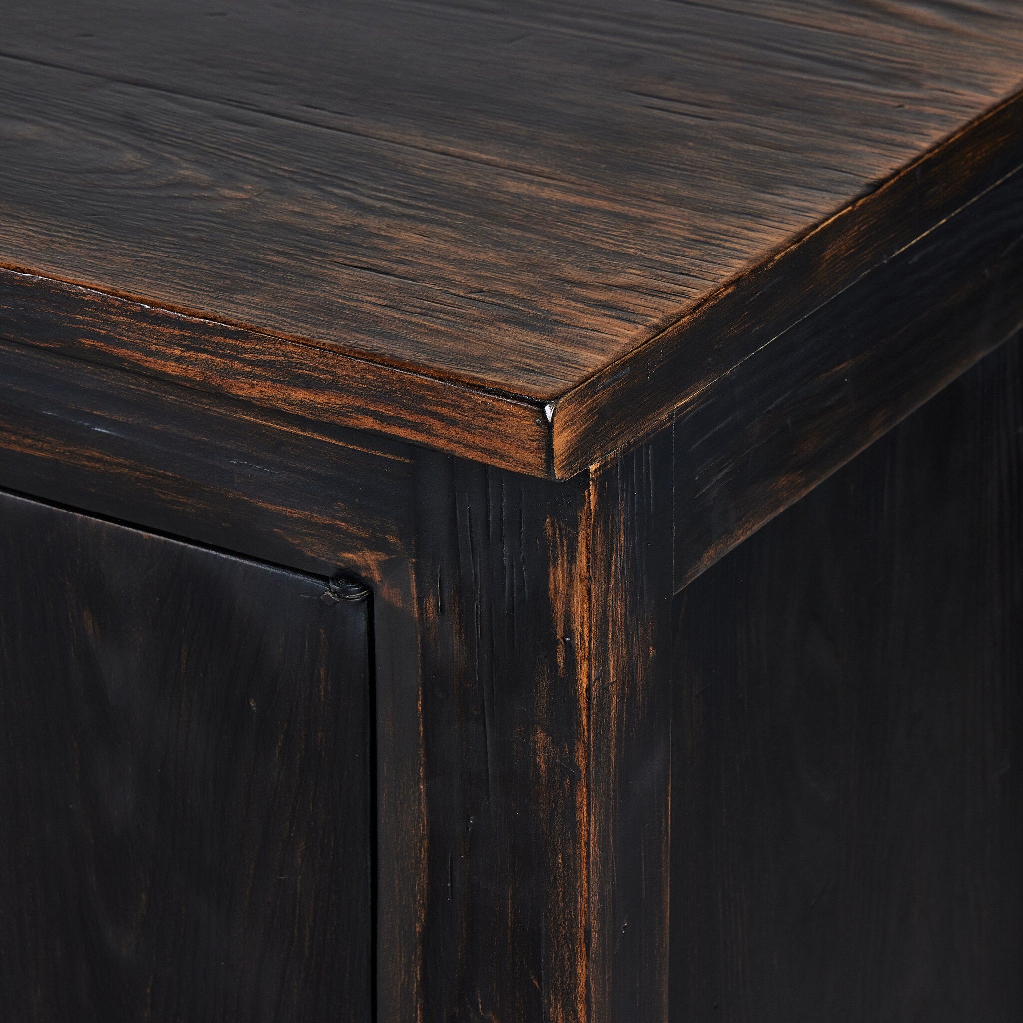 Four Hands It Takes An Hour Sideboard — Distressed Black-Distressed Black Veneer-Aged Bronze