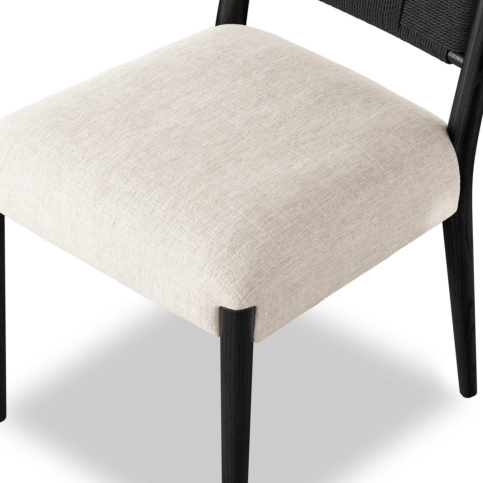 Four Hands Rothler Dining Chair — Essence Natural-Black Brushed Ash-Double Twisted Black Paper Cord