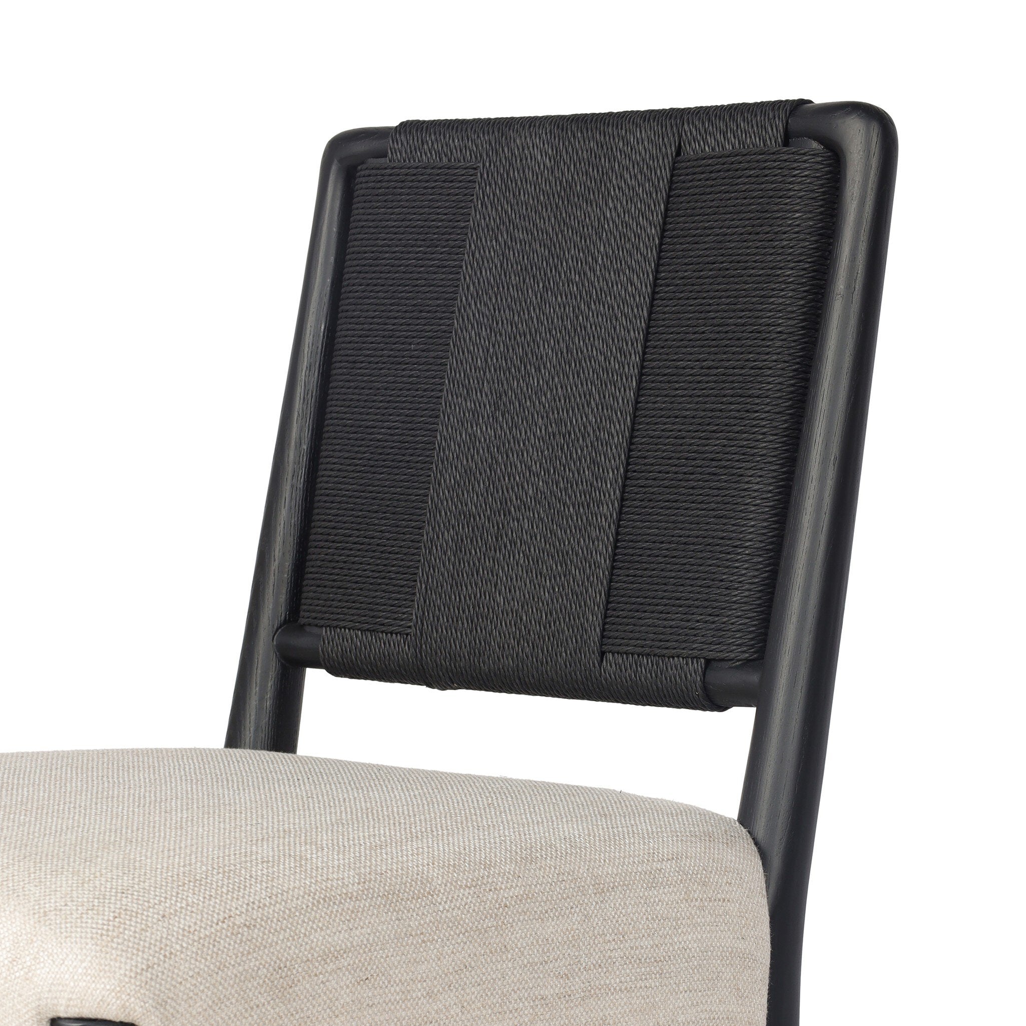 Four Hands Rothler Dining Chair — Essence Natural-Black Brushed Ash-Double Twisted Black Paper Cord