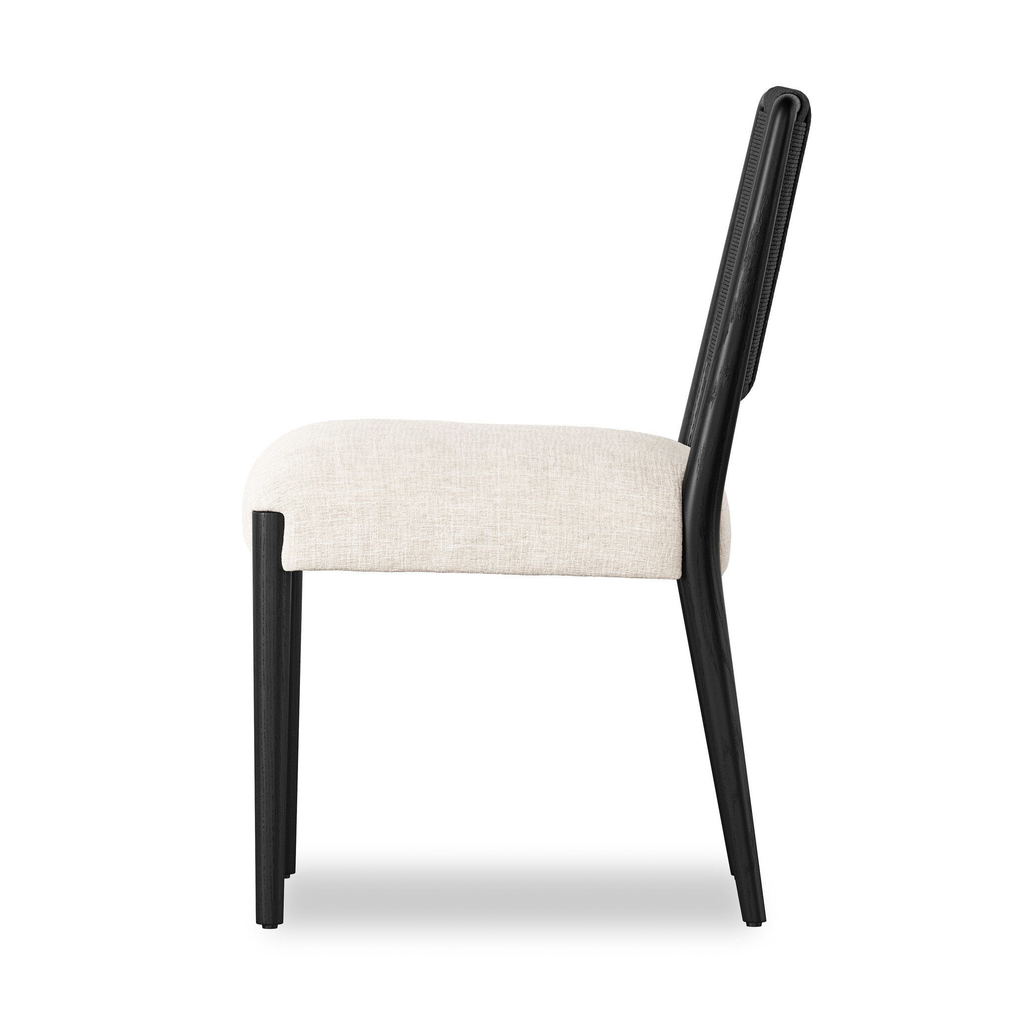Four Hands Rothler Dining Chair — Essence Natural-Black Brushed Ash-Double Twisted Black Paper Cord