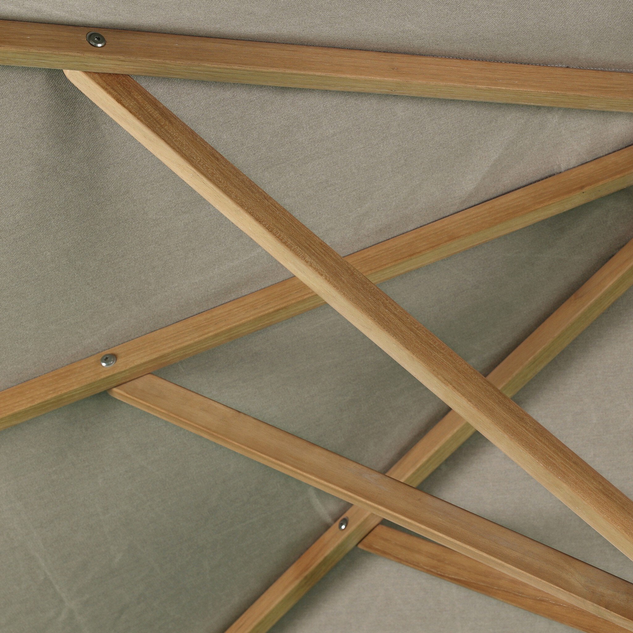 Four Hands Baska Outdoor Rectangular Umbrella — Ibiza Mole-Fine Sanded Teak-FSC-Sienna Brown Leather