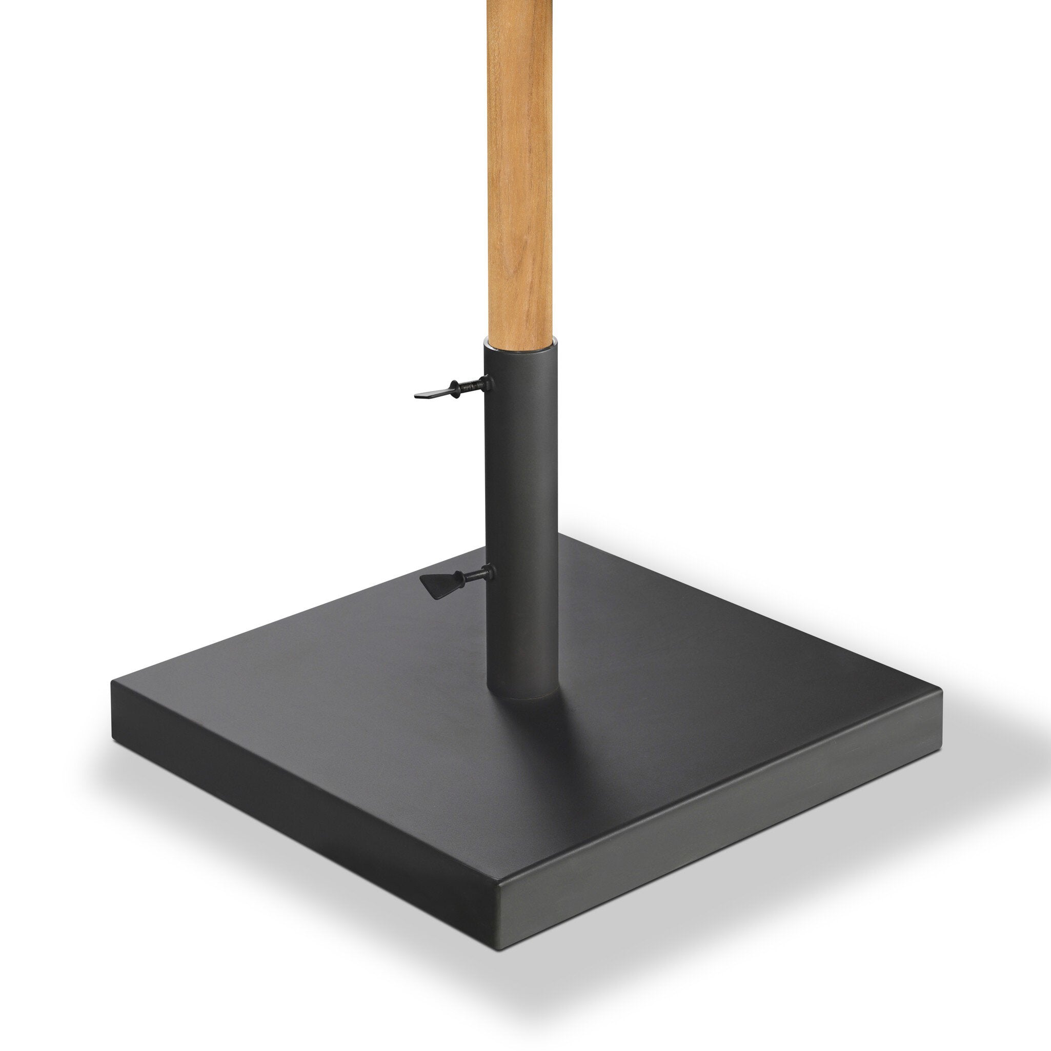 Four Hands Baska Outdoor Rectangular Umbrella — Ibiza Mole-Fine Sanded Teak-FSC-Sienna Brown Leather