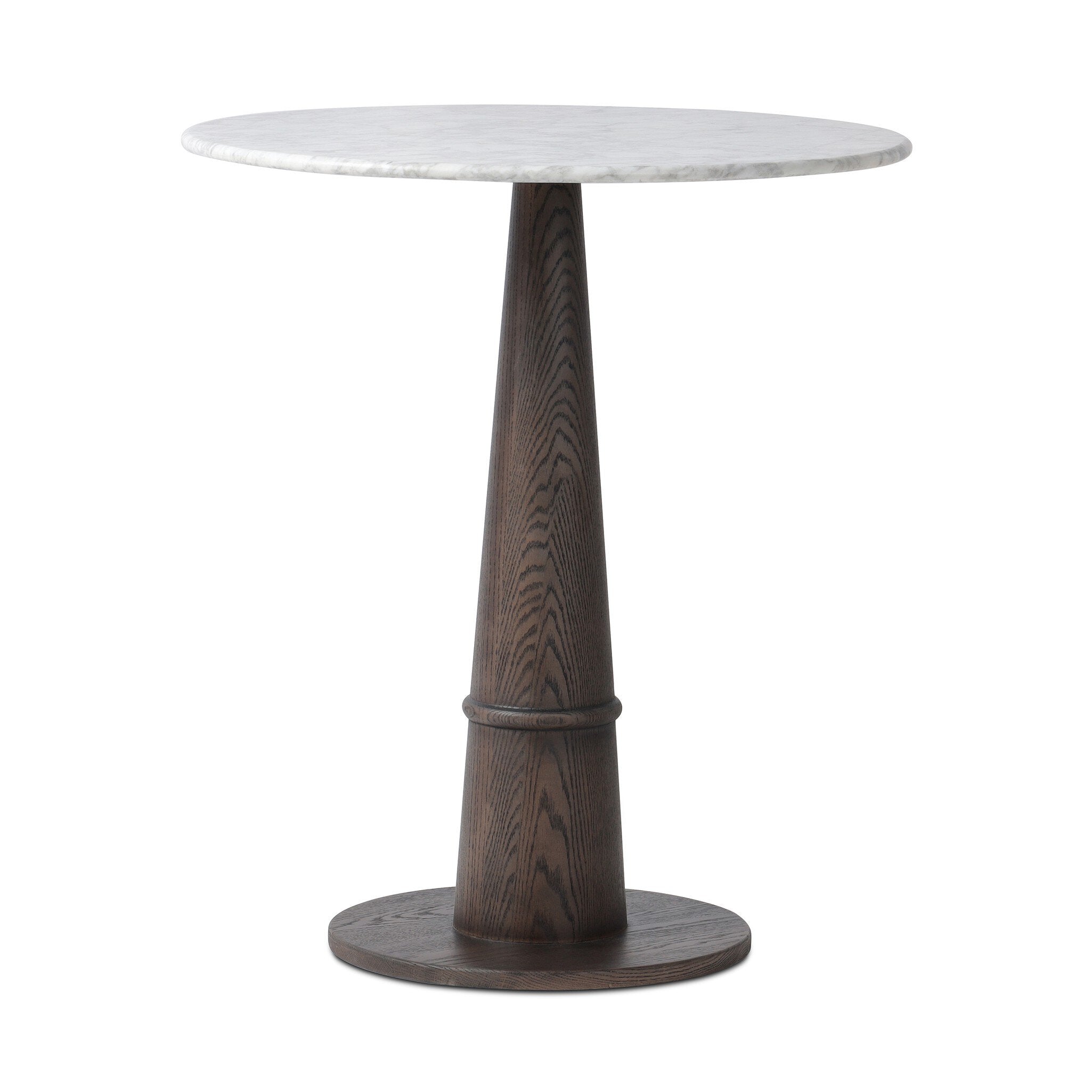 Four Hands Goetz Bar + Counter Table — Brown Ash-Honed White Marble-Counter