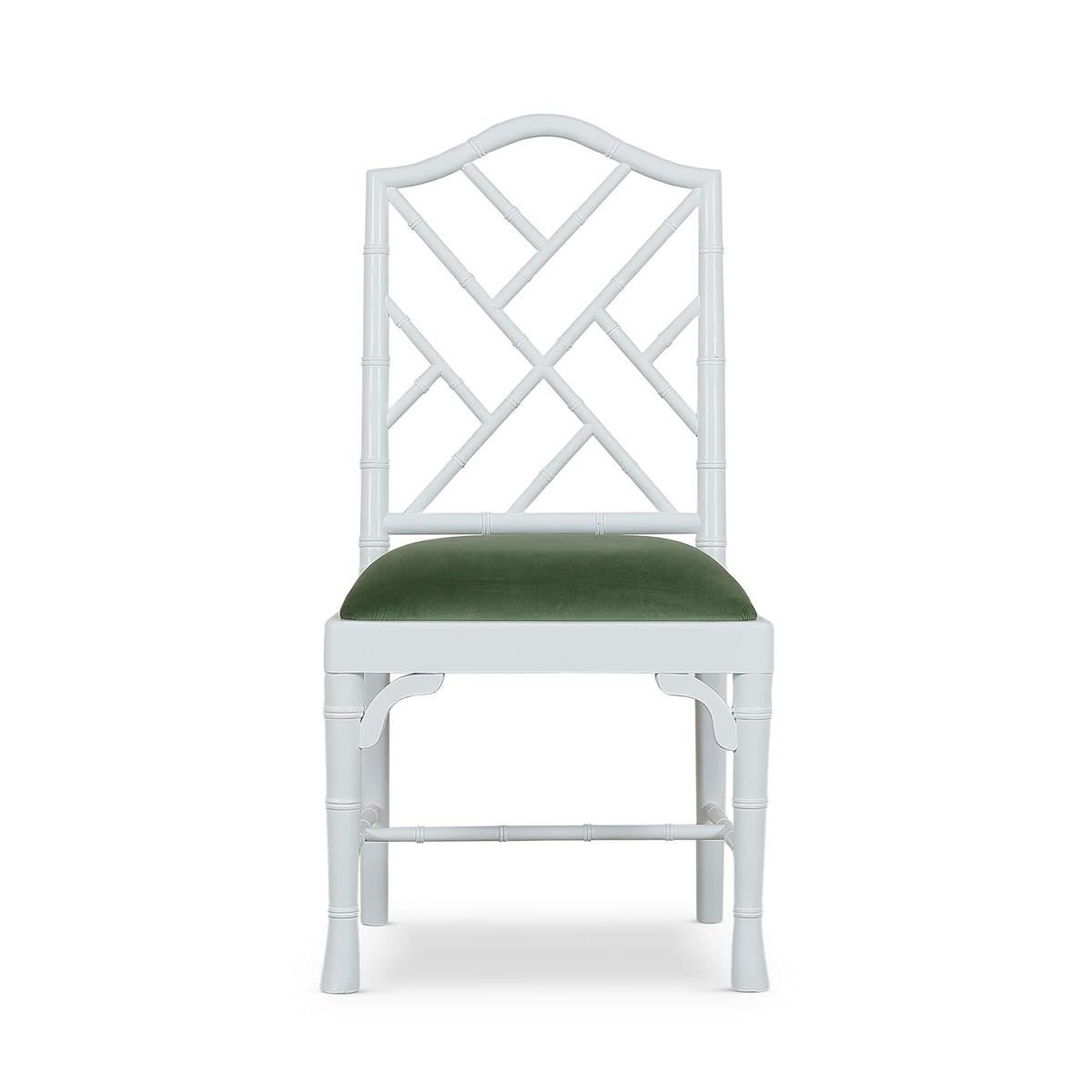 Bramble Martinique Bamboo Dining Chair — True White * / Willow Green Velvet