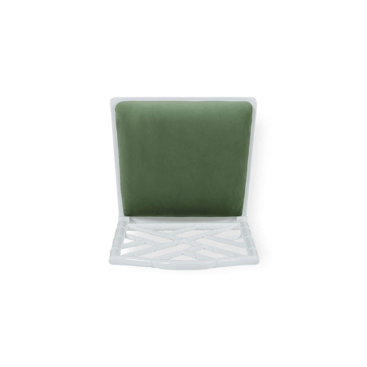 Bramble Martinique Bamboo Dining Chair — True White * / Willow Green Velvet