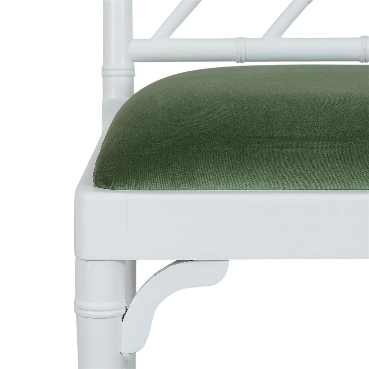 Bramble Martinique Bamboo Dining Chair — True White * / Willow Green Velvet
