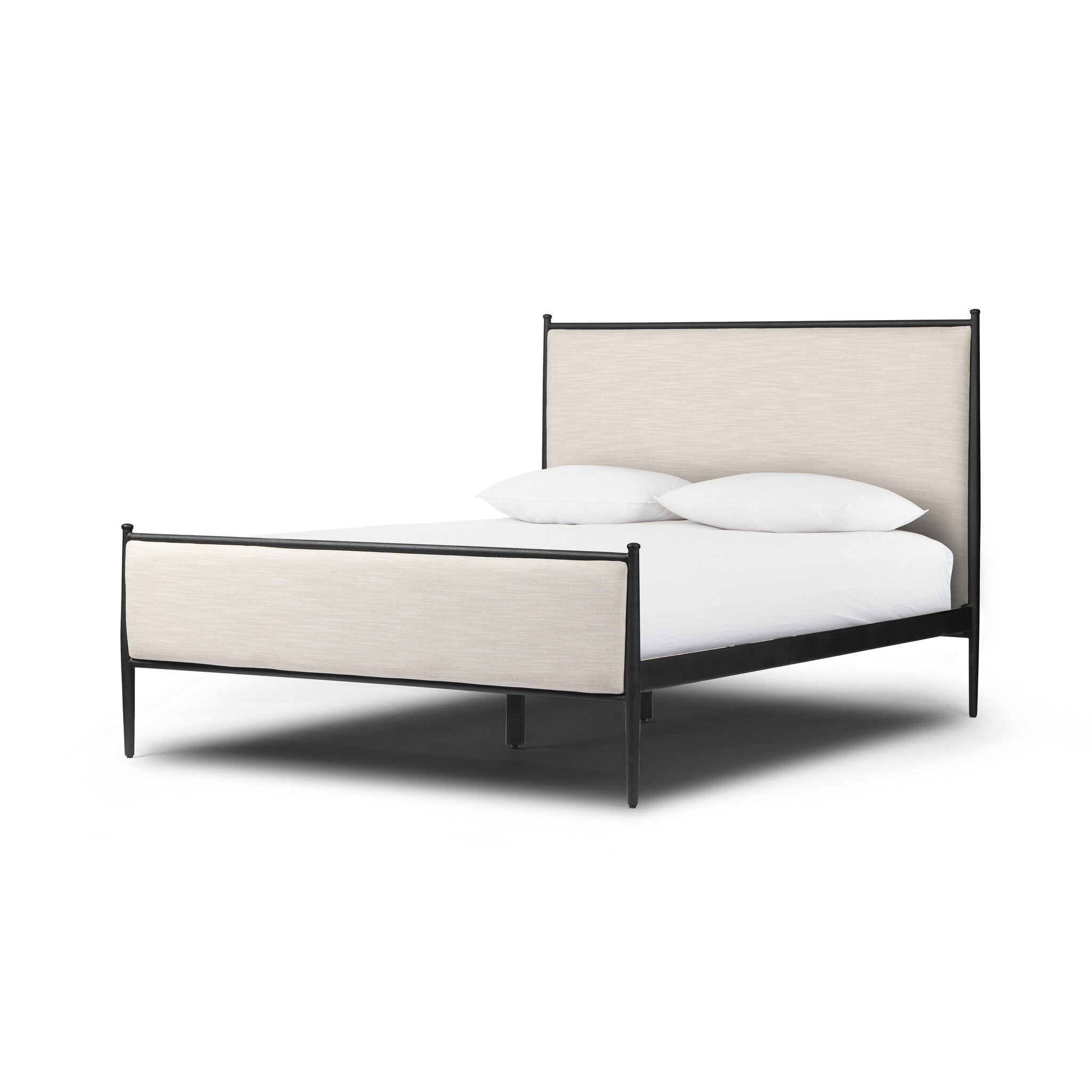 Four Hands Xander Bed — Savoy Parchment-Textured Black Iron-Queen