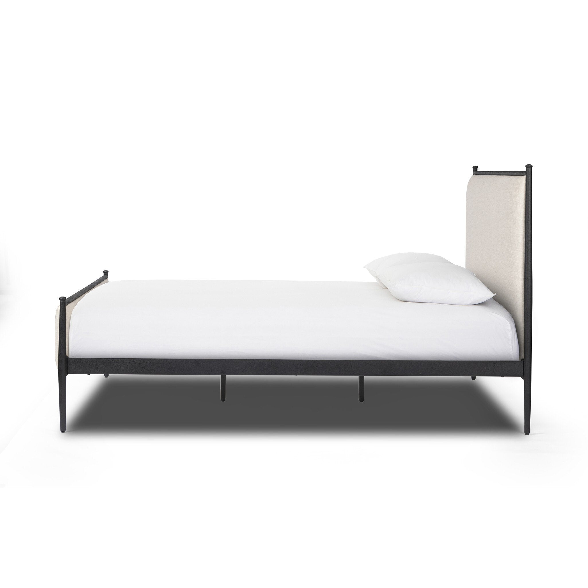 Four Hands Xander Bed — Savoy Parchment-Textured Black Iron-Queen