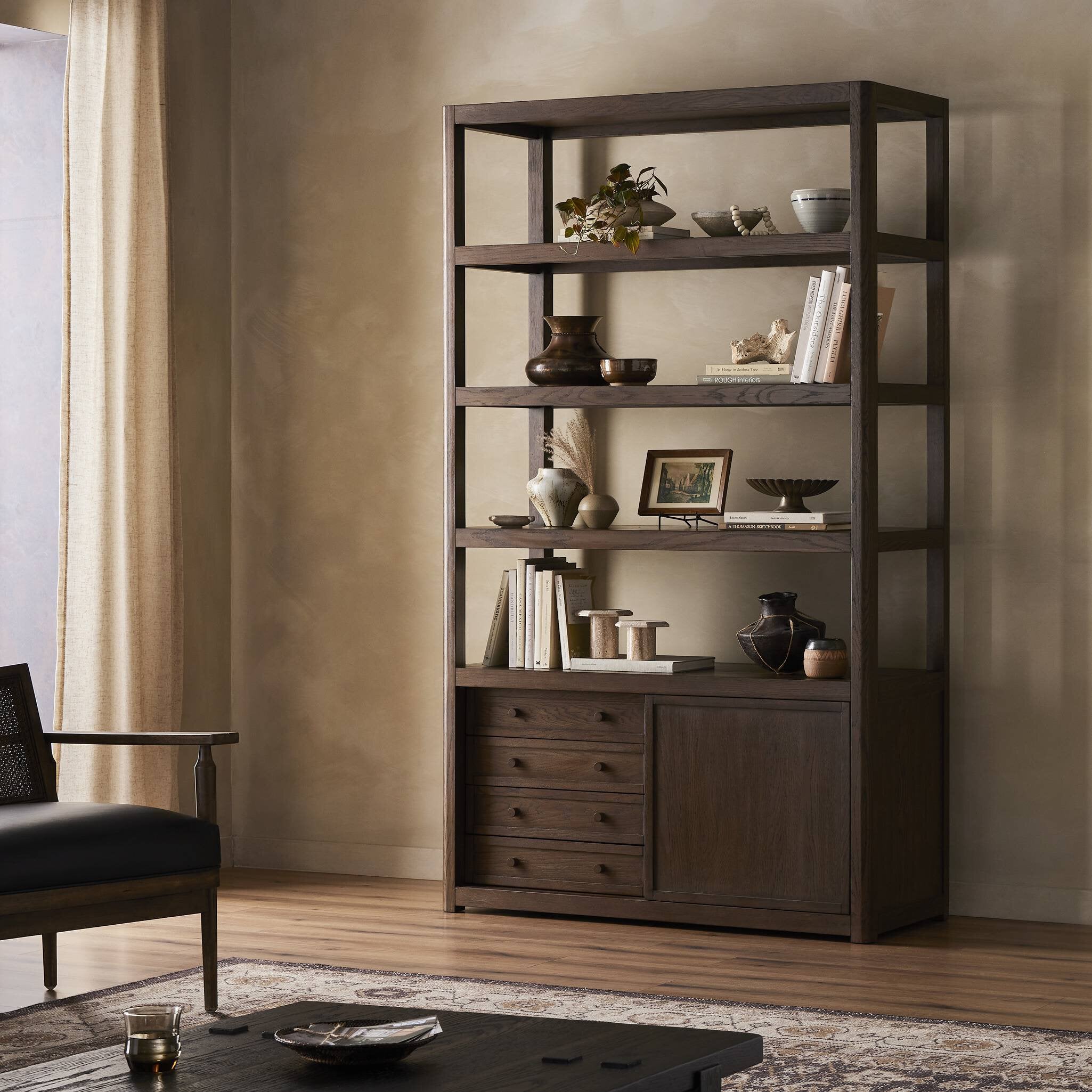 Four Hands Miko Bookcase — Fawn Oak-Fawn Oak Veneer