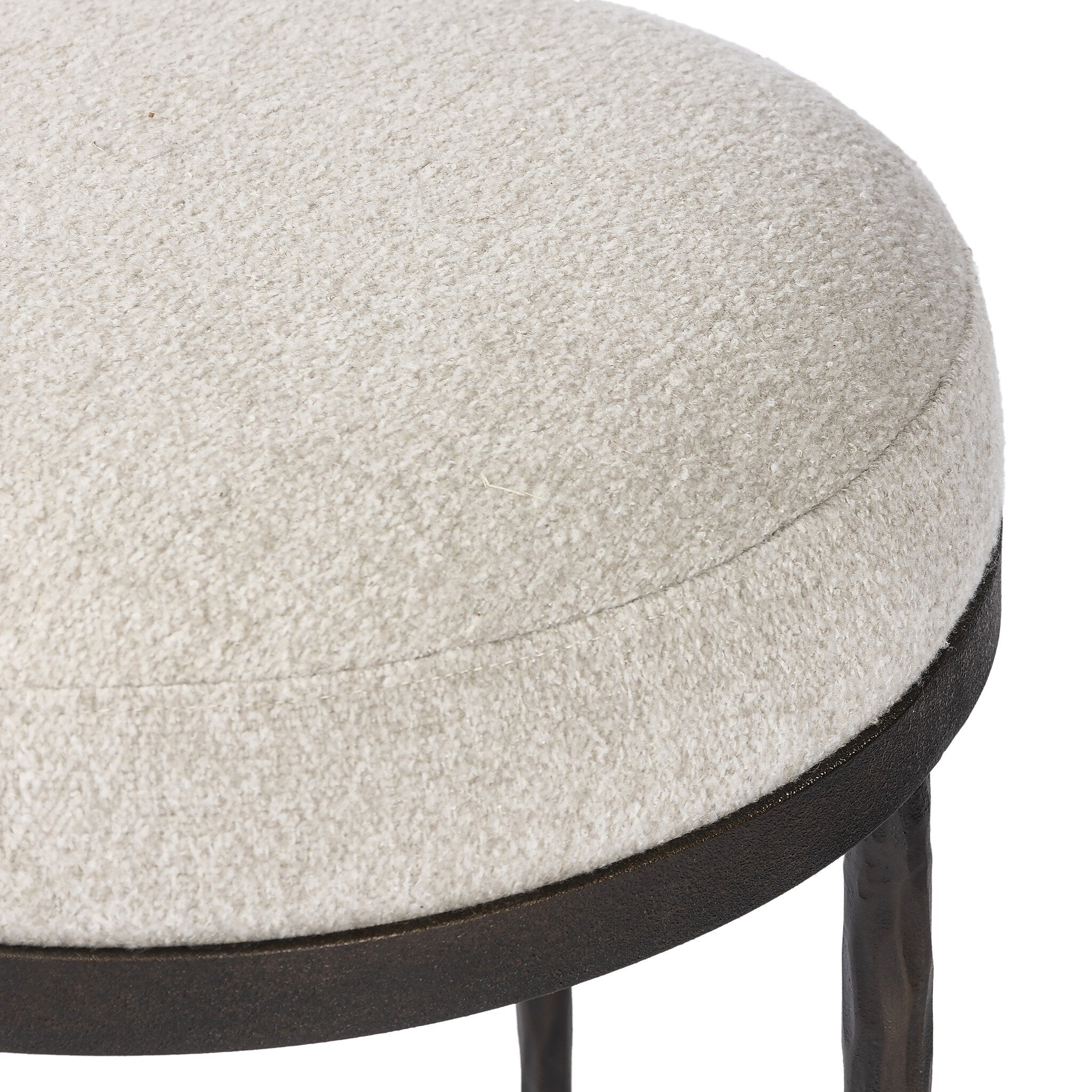 Four Hands Corinne Accent Stool — Crete Pebble-Hammered Bronze-Textured Bronze