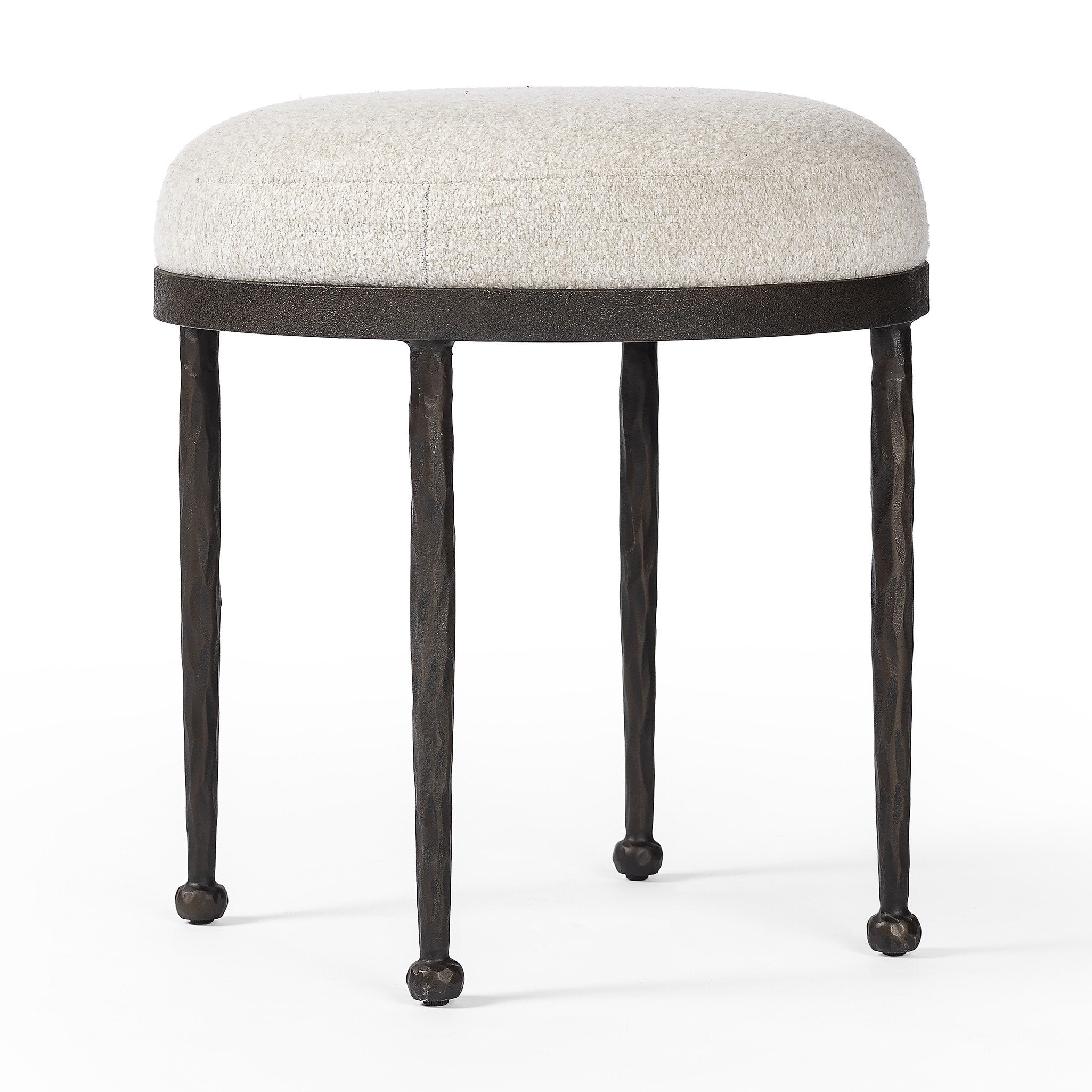 Four Hands Corinne Accent Stool — Crete Pebble-Hammered Bronze-Textured Bronze