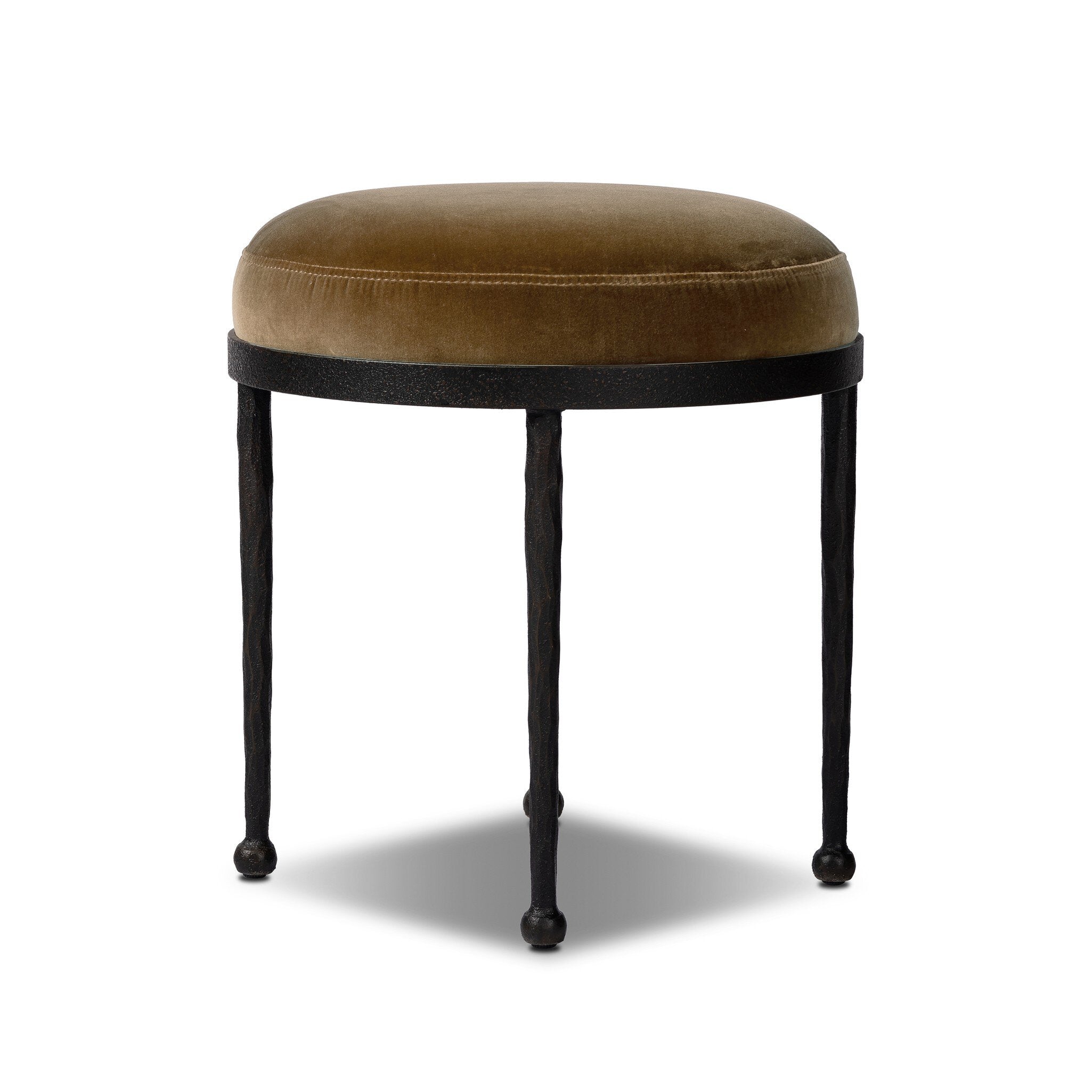 Four Hands Corinne Accent Stool — Surrey Ochre-Hammered Bronze-Textured Bronze