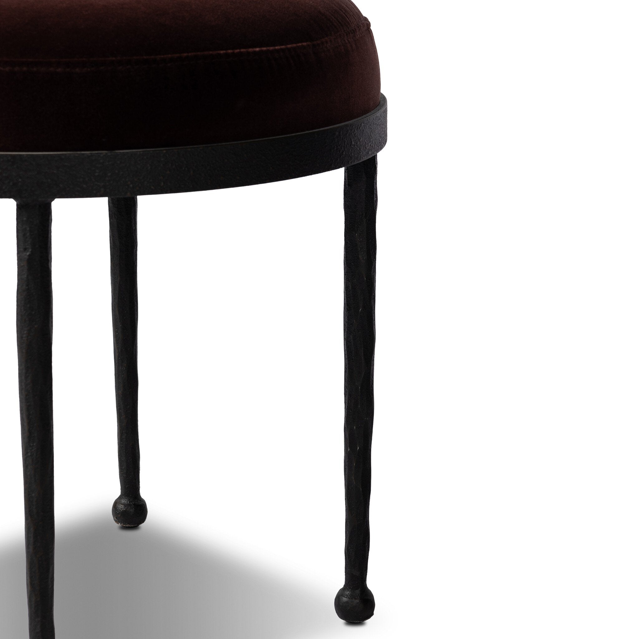 Four Hands Corinne Accent Stool — Surrey Plum-Textured Bronze-Hammered Bronze
