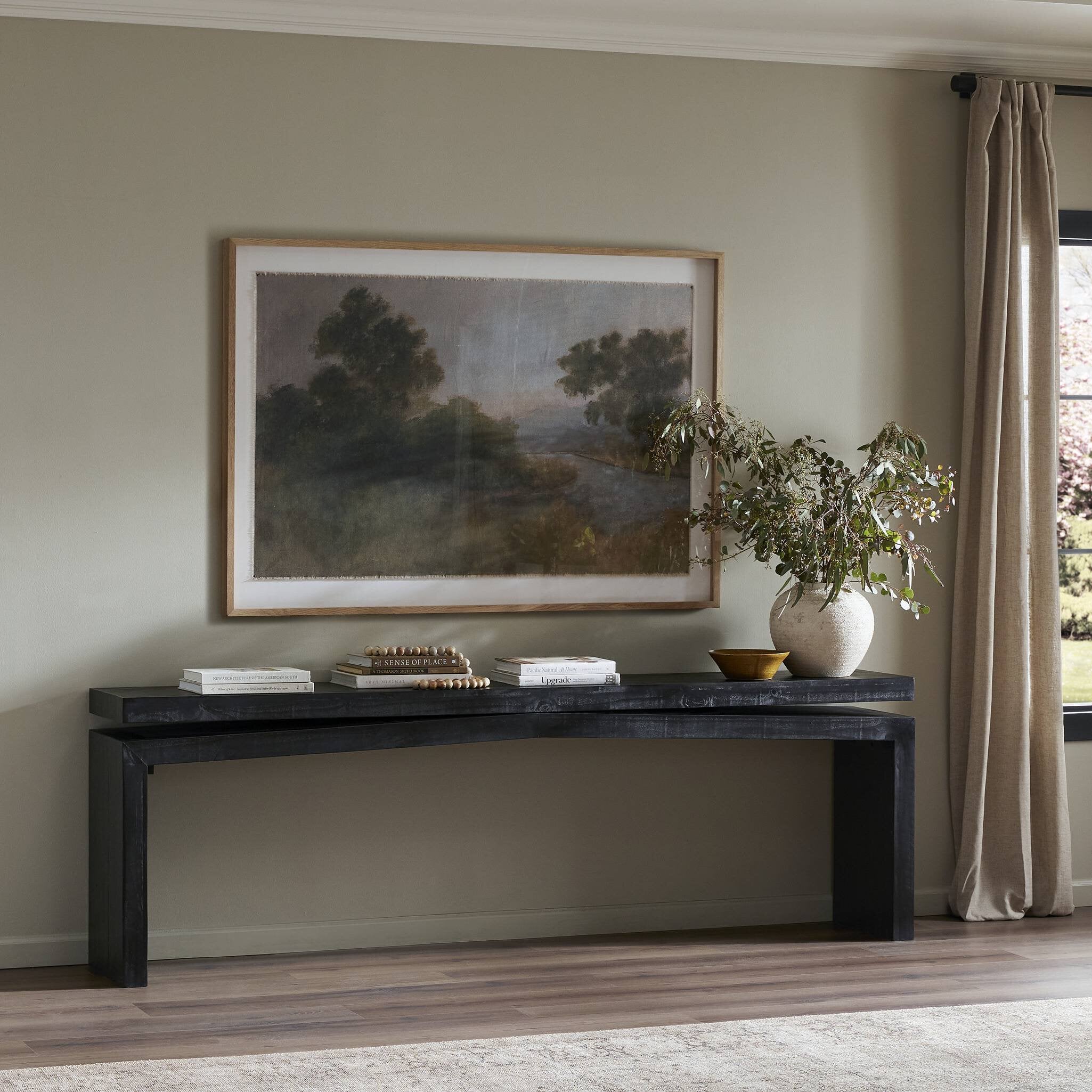 Four Hands Matthes Console Table - 94" — Aged Black Pine