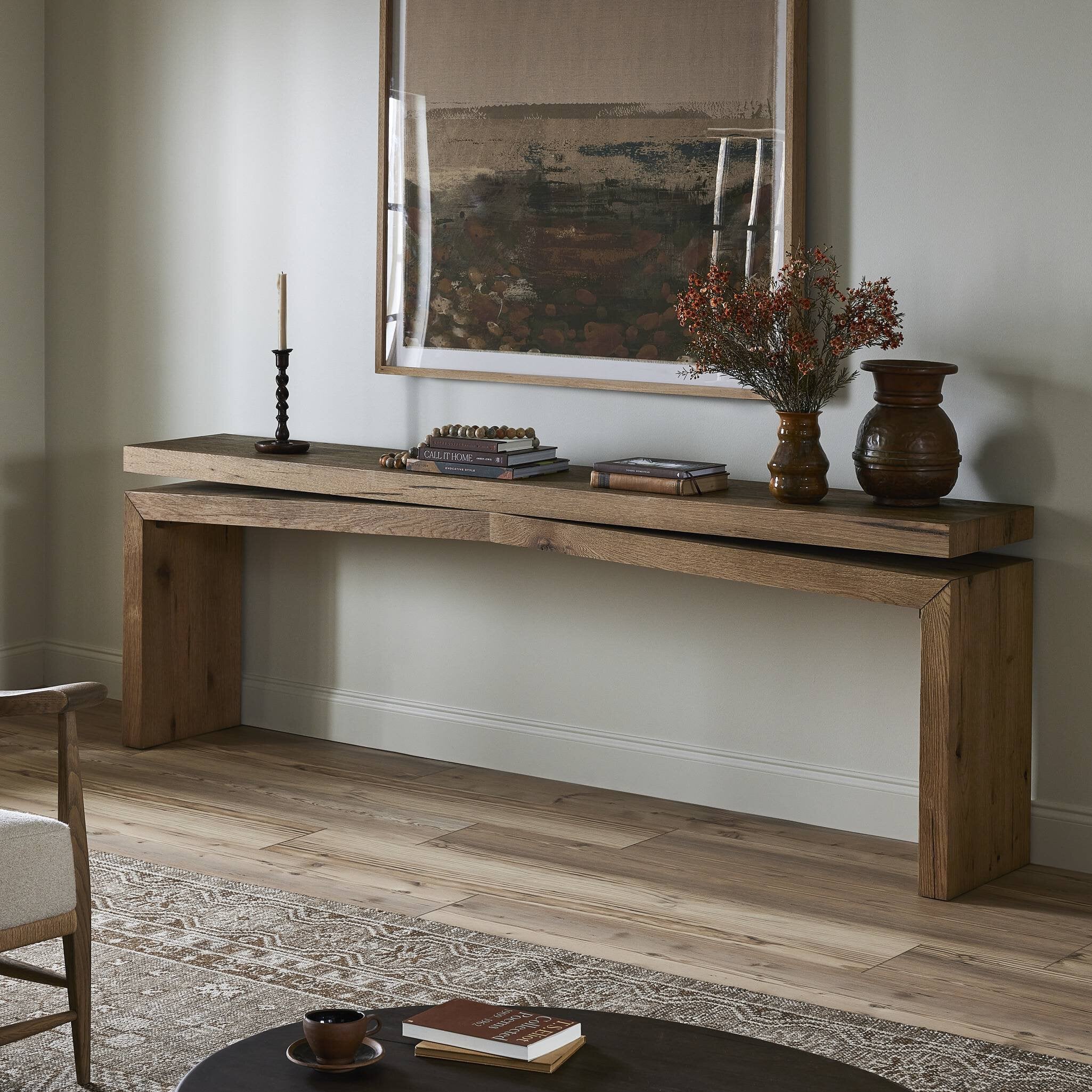 Four Hands Matthes Console Table - 94" — Worn Oak Veneer
