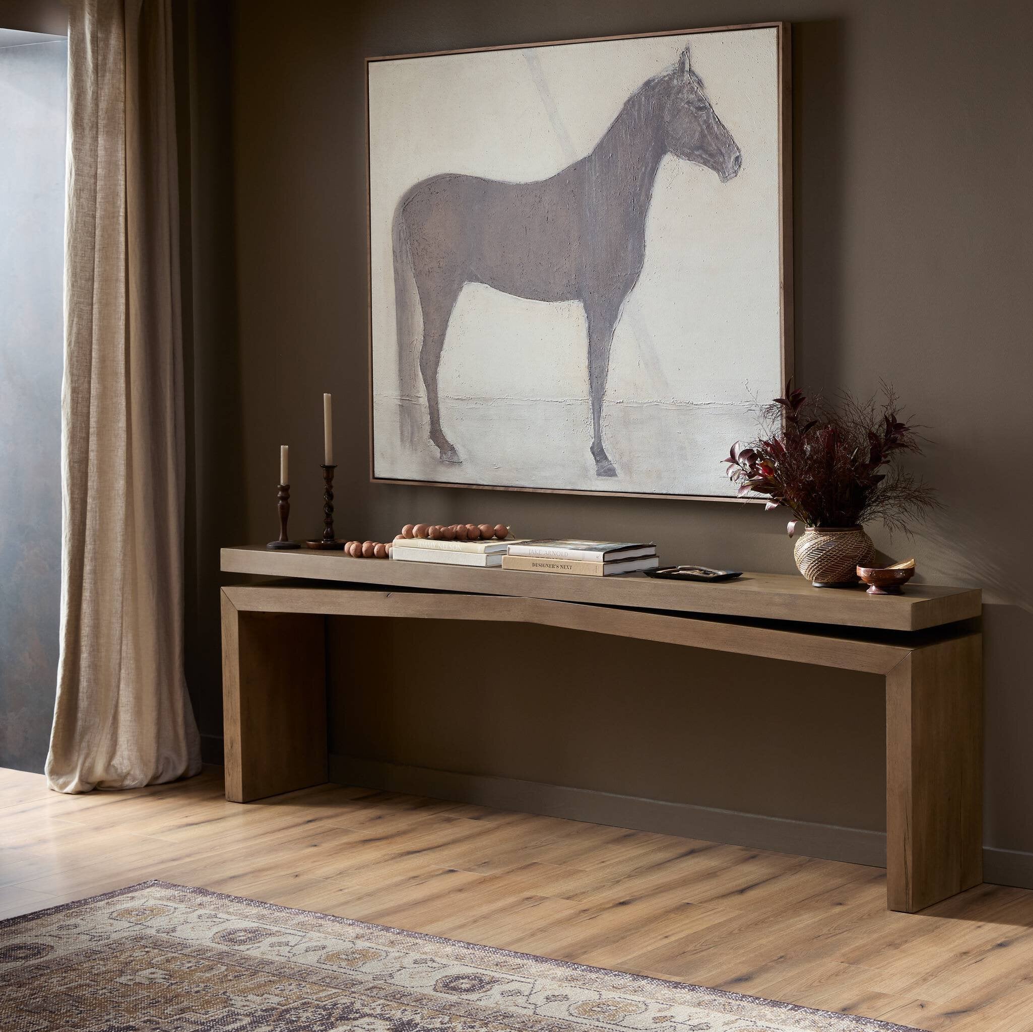 Four Hands Matthes Console Table - 94" — Rustic Grey Veneer