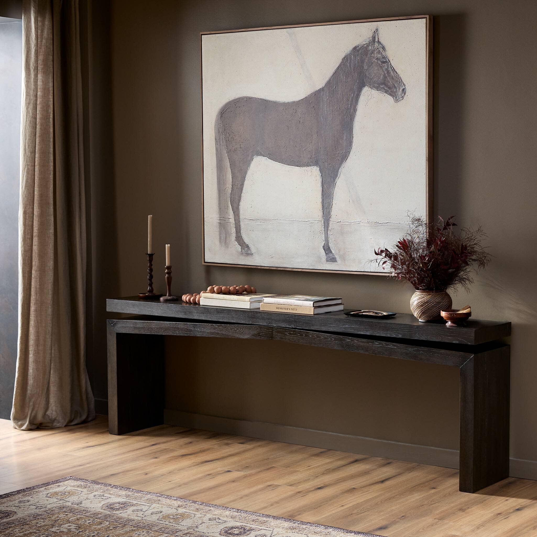 Four Hands Matthes Console Table - 94" — Smoked Black Veneer