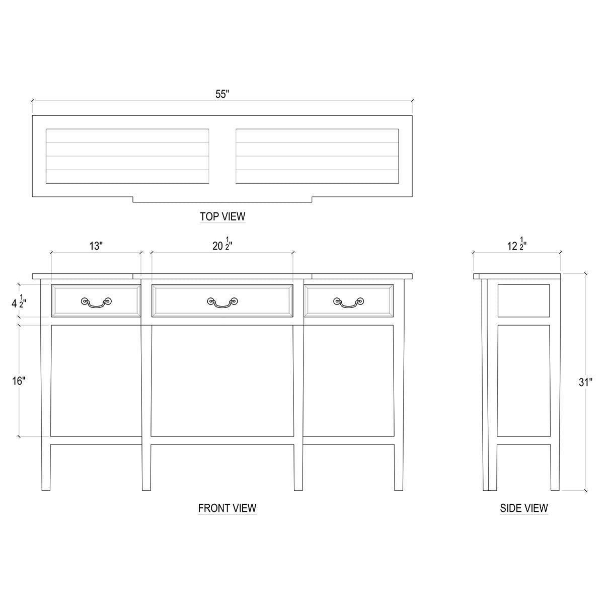 Bramble Amherst Narrow Console Table — Straw Wash