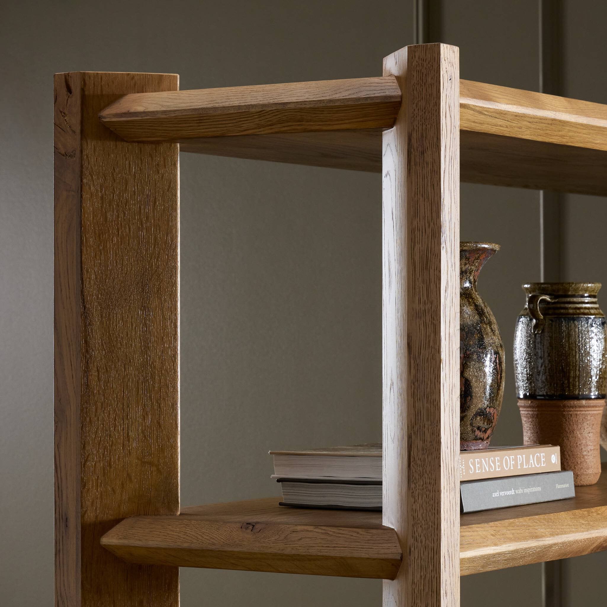 Four Hands Orwin Wide Bookshelf — Worn Oak-Worn Oak Veneer