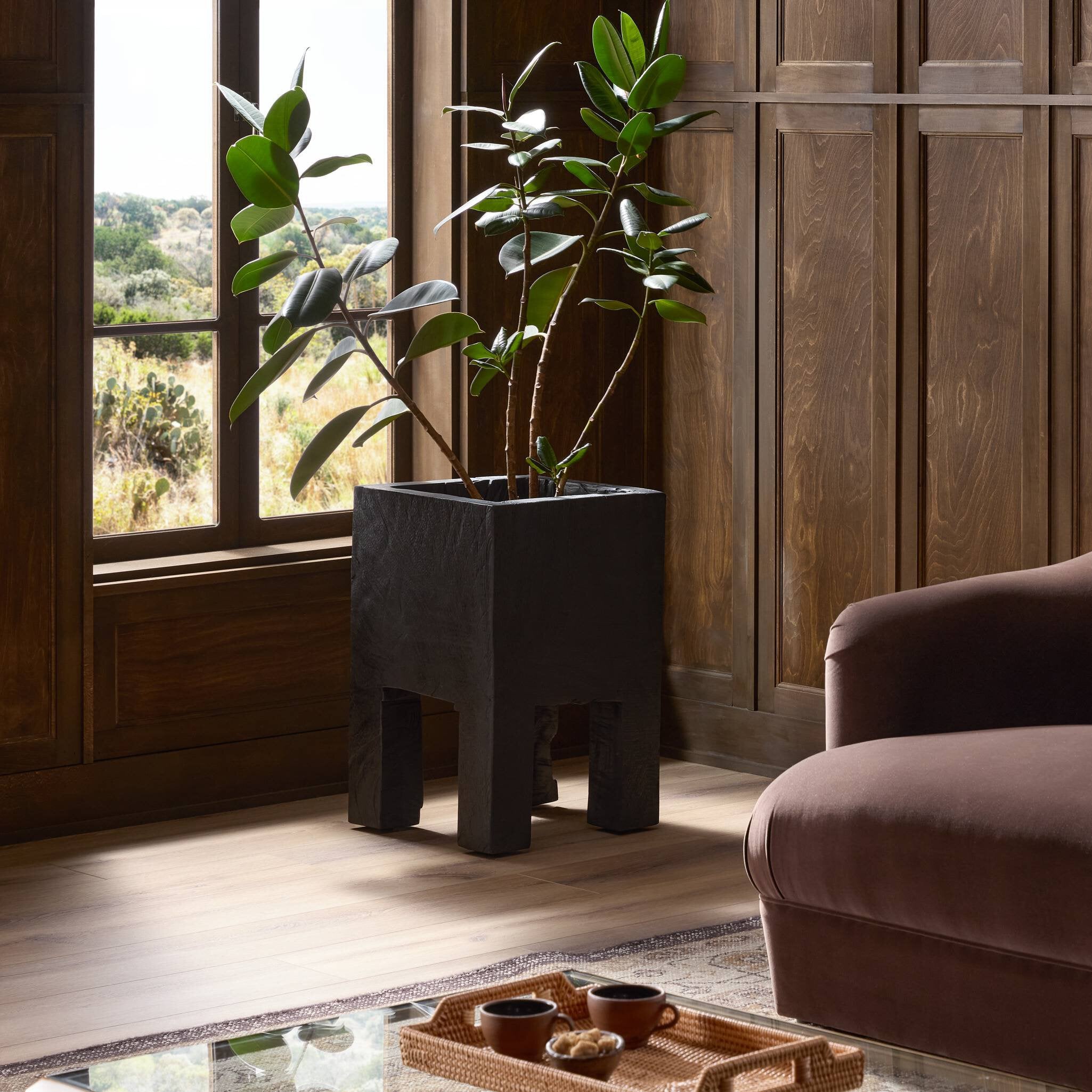 Four Hands Tora Planter — Carbonized Black