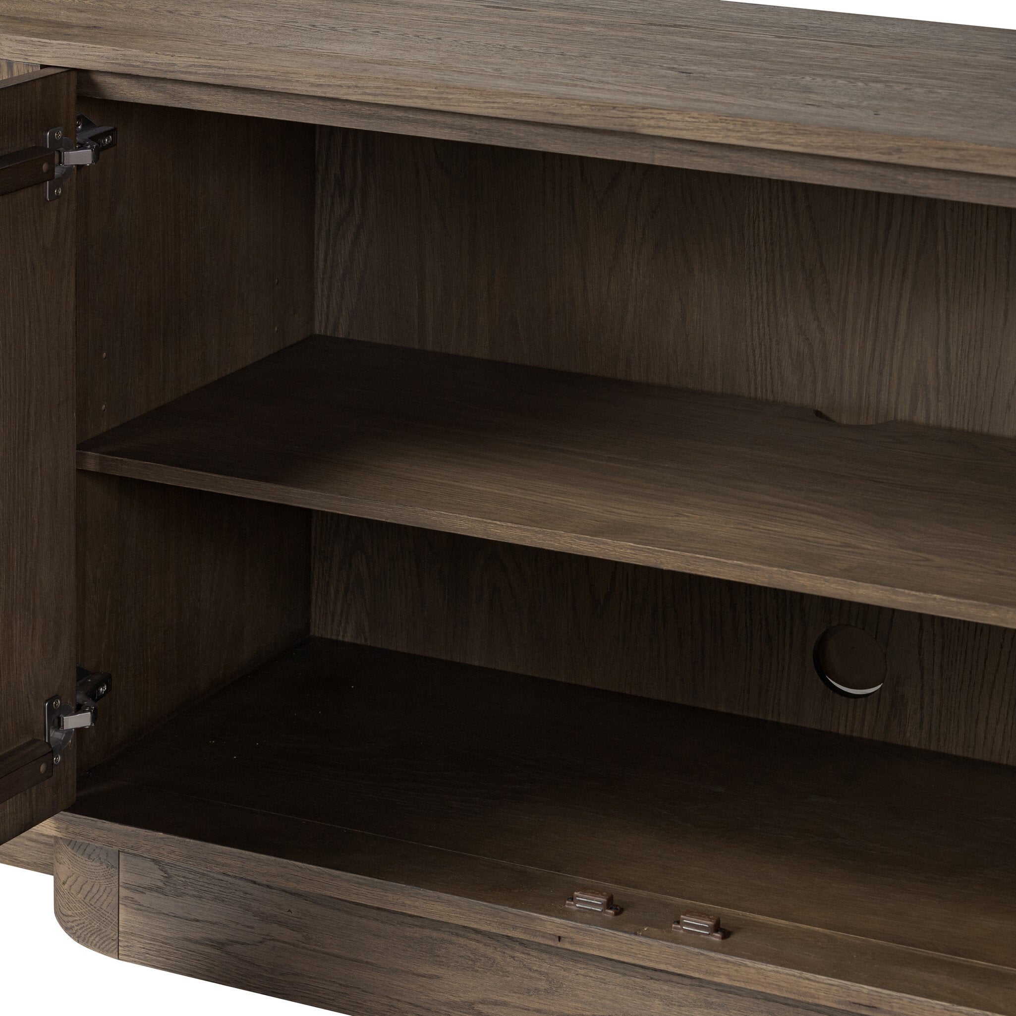 Four Hands Leya Sideboard — Weathered Oak Veneer-Black Iron-Weathered Oak