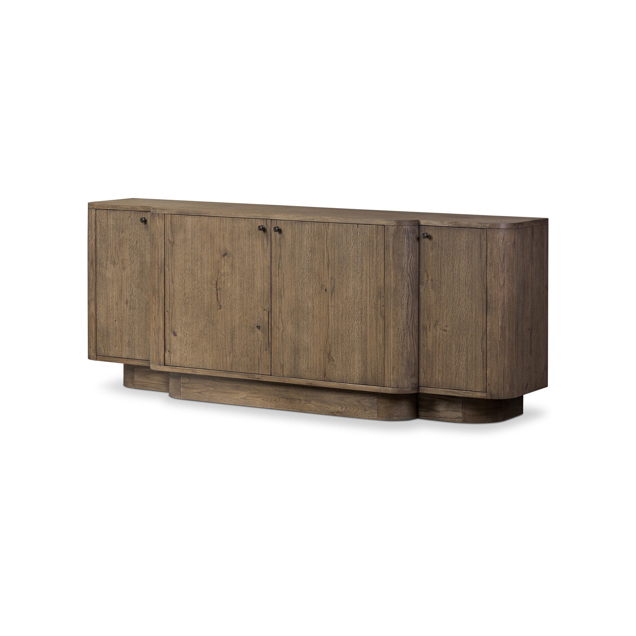 Four Hands Leya Sideboard — Weathered Oak Veneer-Black Iron-Weathered Oak