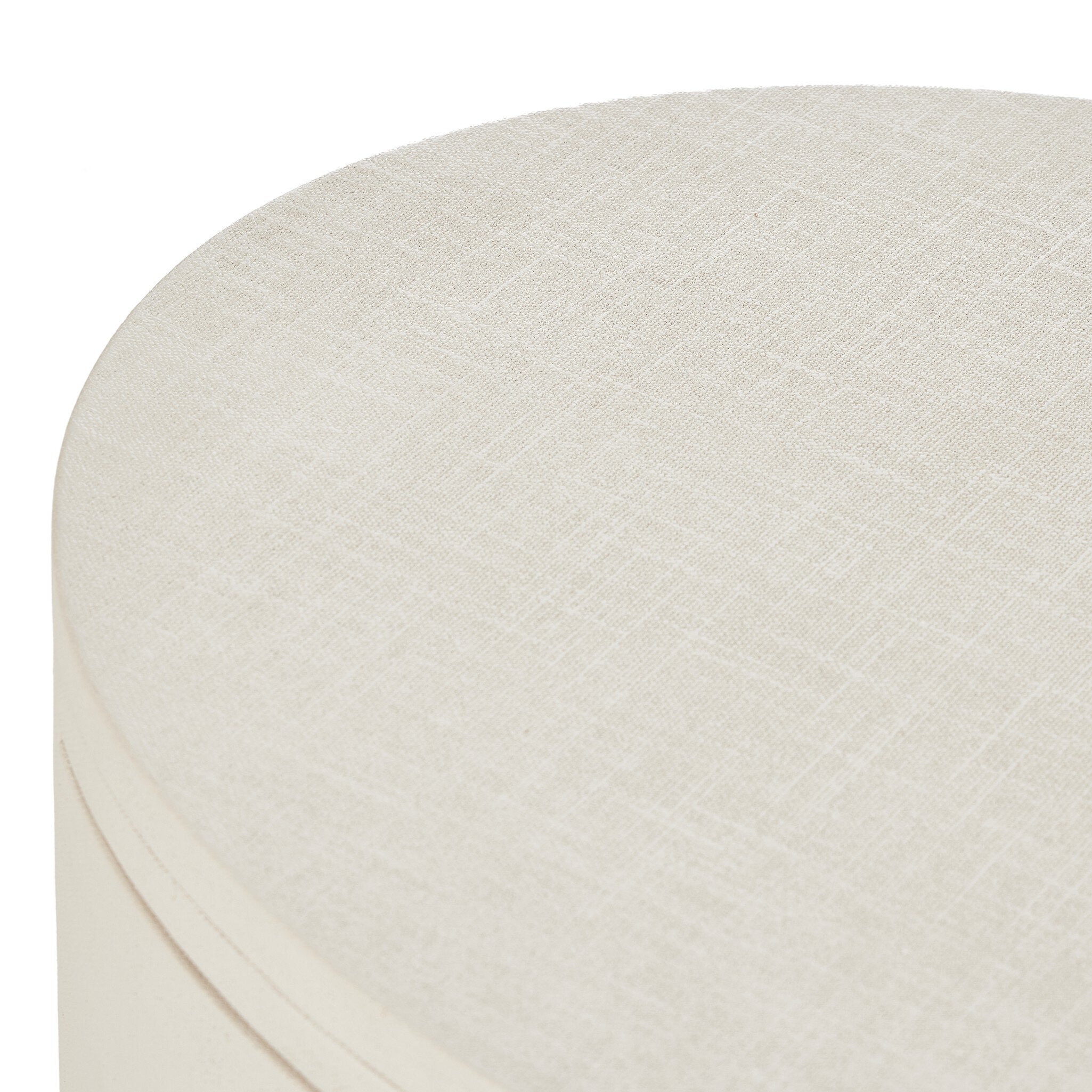 Four Hands Amelia Oval Nightstand — Ivory Painted Linen-Light Antique Brass in Aluminum