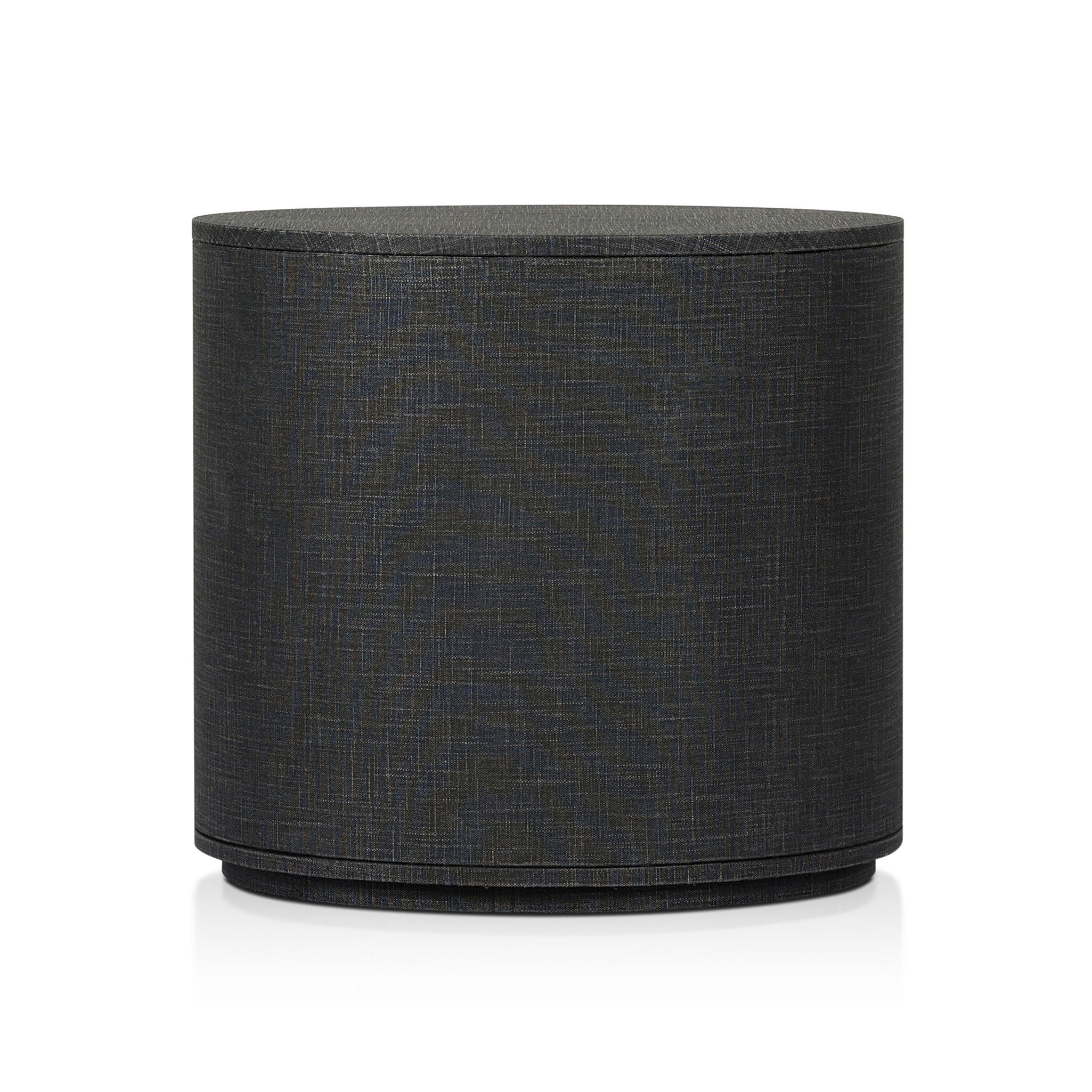 Four Hands Amelia Oval Nightstand — Black Linen-Light Antique Brass in Aluminum