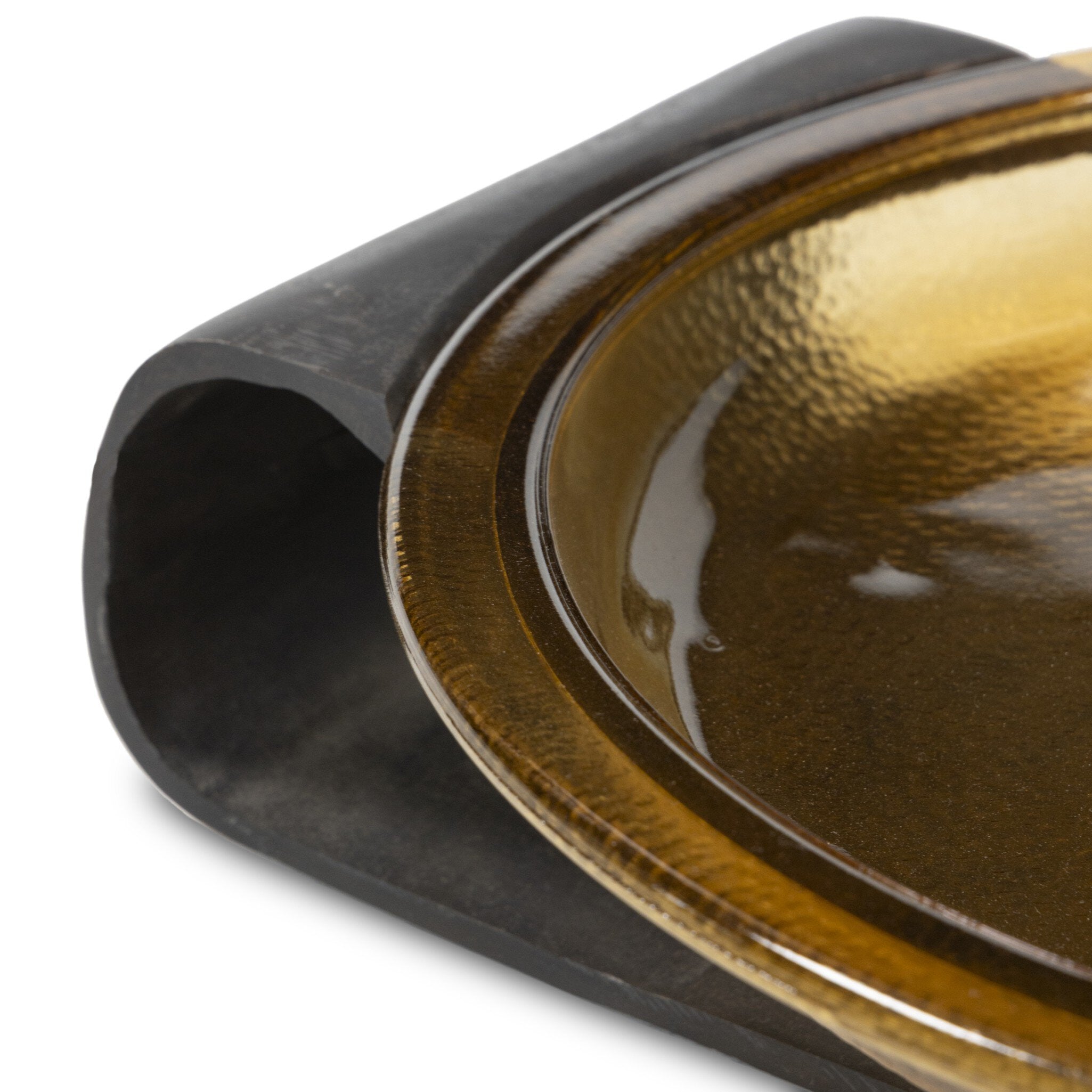 Four Hands Runa Bowl — Amber Cast Glass-Distressed Bronze