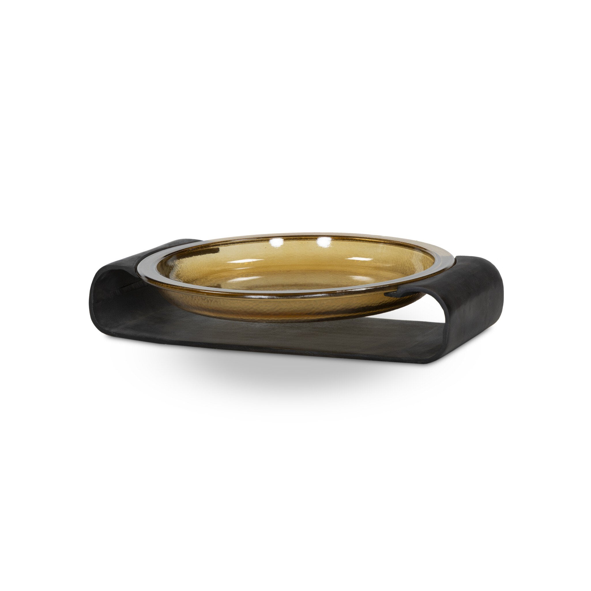 Four Hands Runa Bowl — Amber Cast Glass-Distressed Bronze