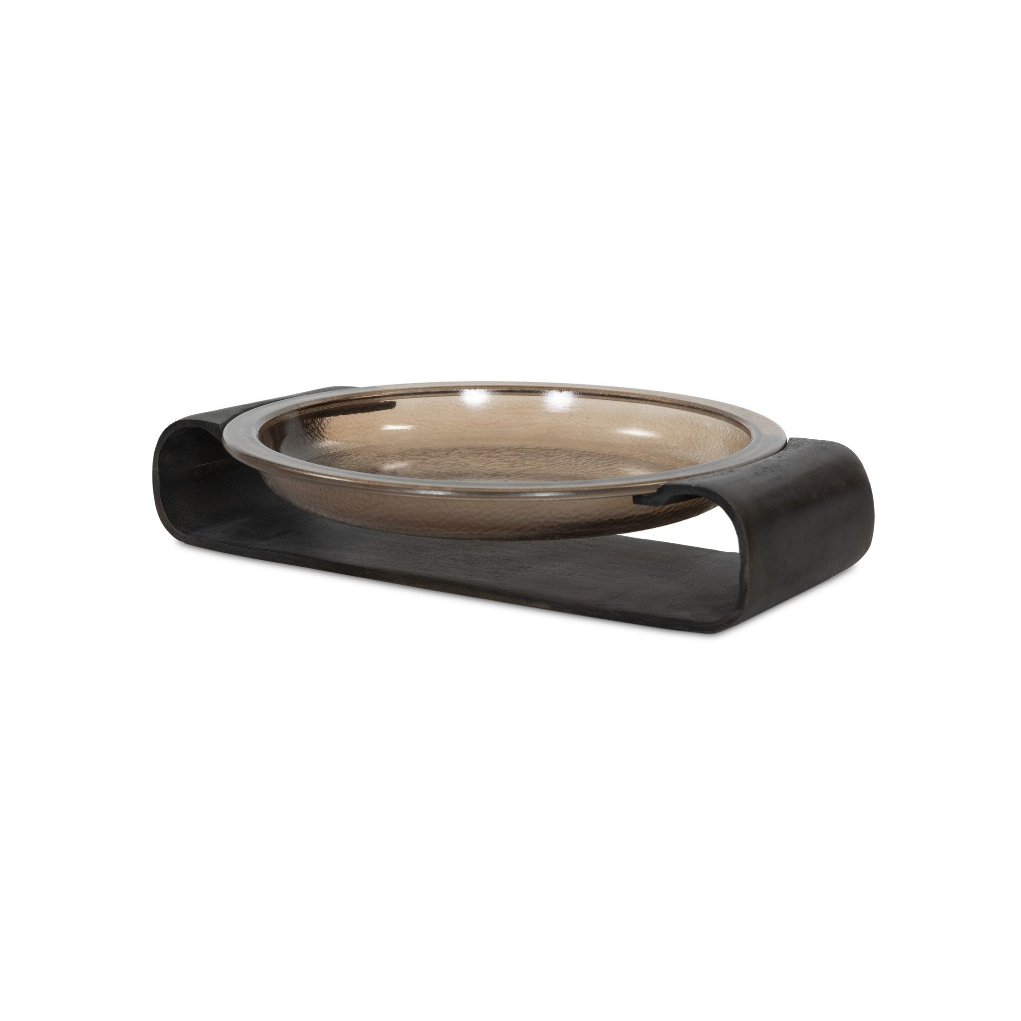 Four Hands Runa Bowl — Smoked Brown Cast Glass-Distressed Bronze