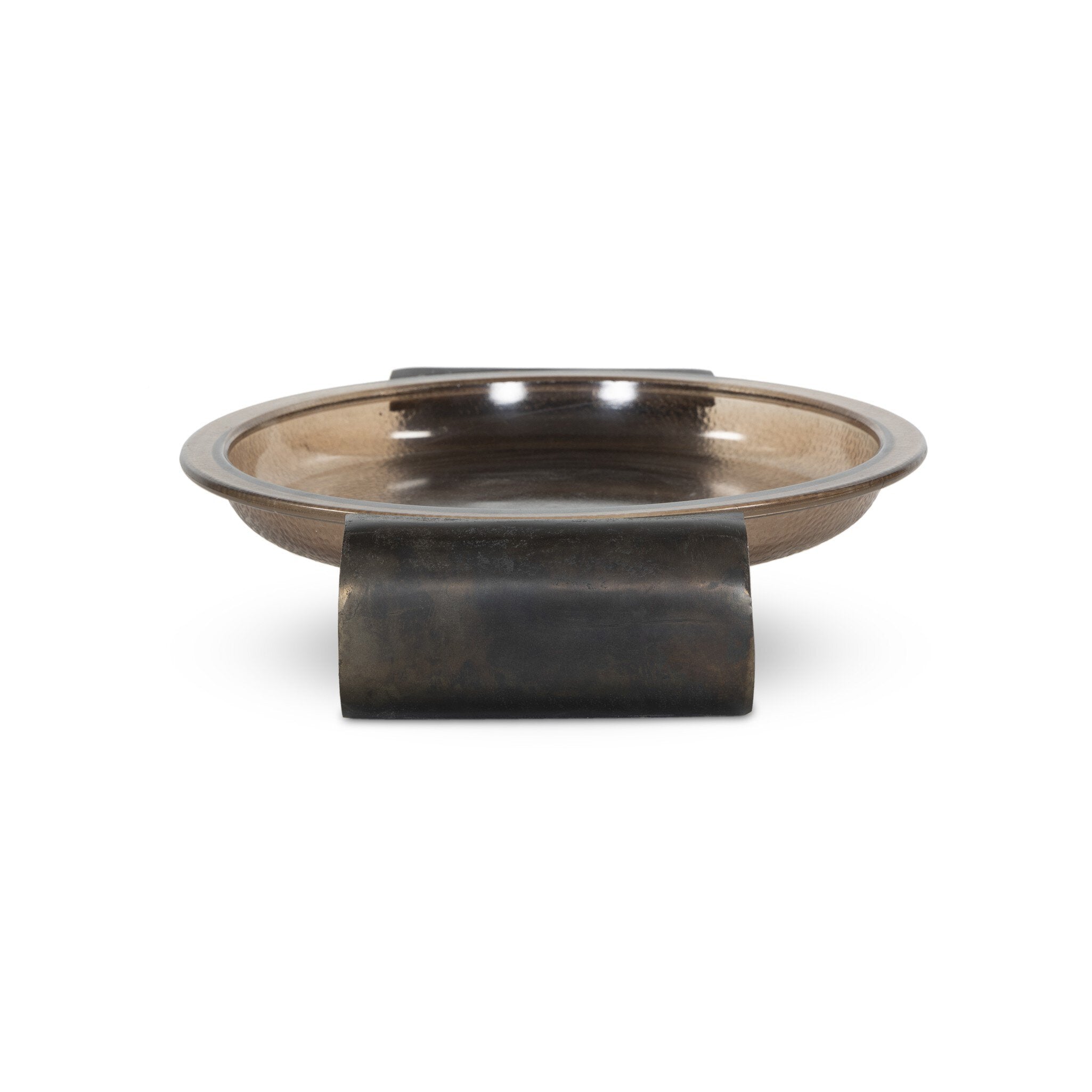 Four Hands Runa Bowl — Smoked Brown Cast Glass-Distressed Bronze