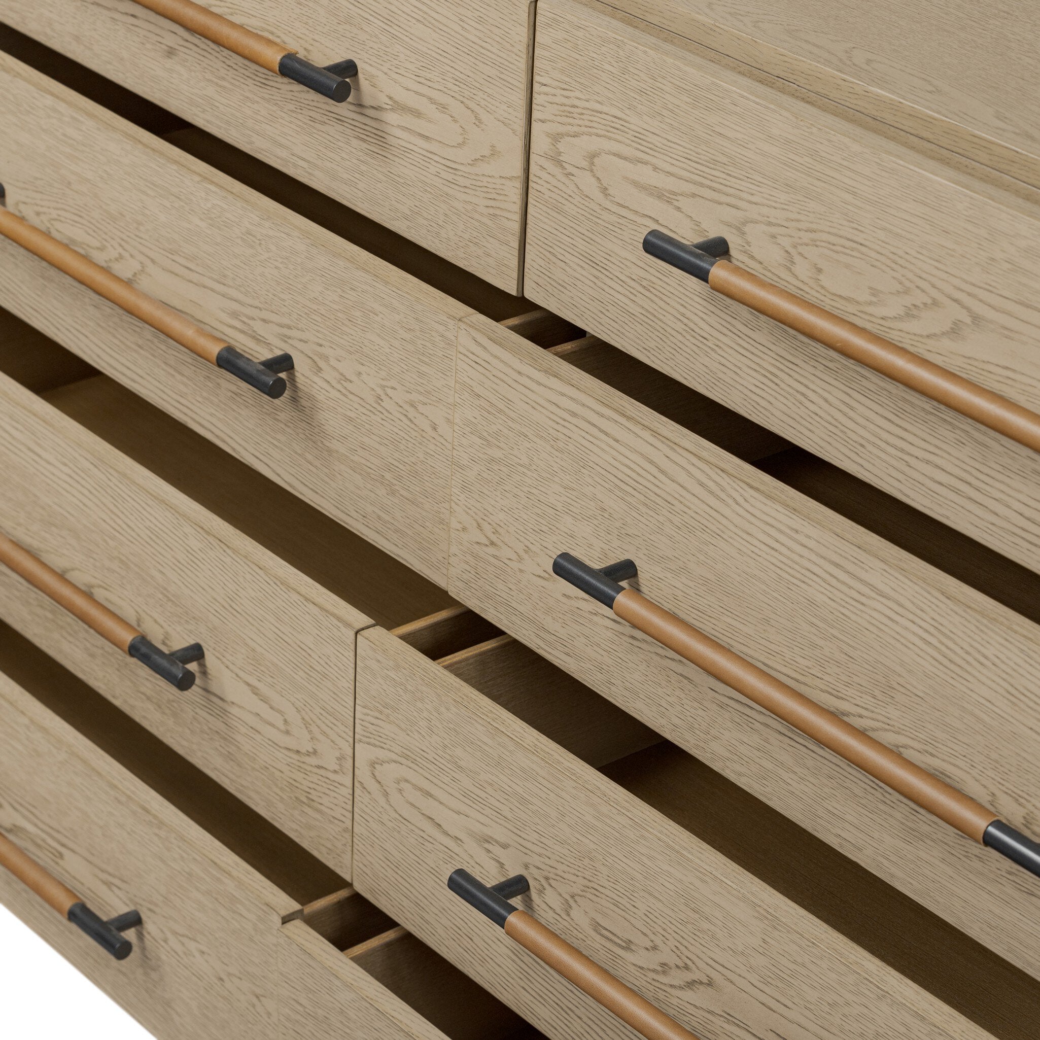 Four Hands Rosedale 8 Drawer Dresser — Yucca Oak Veneer-Chaps Sand-Gunmetal