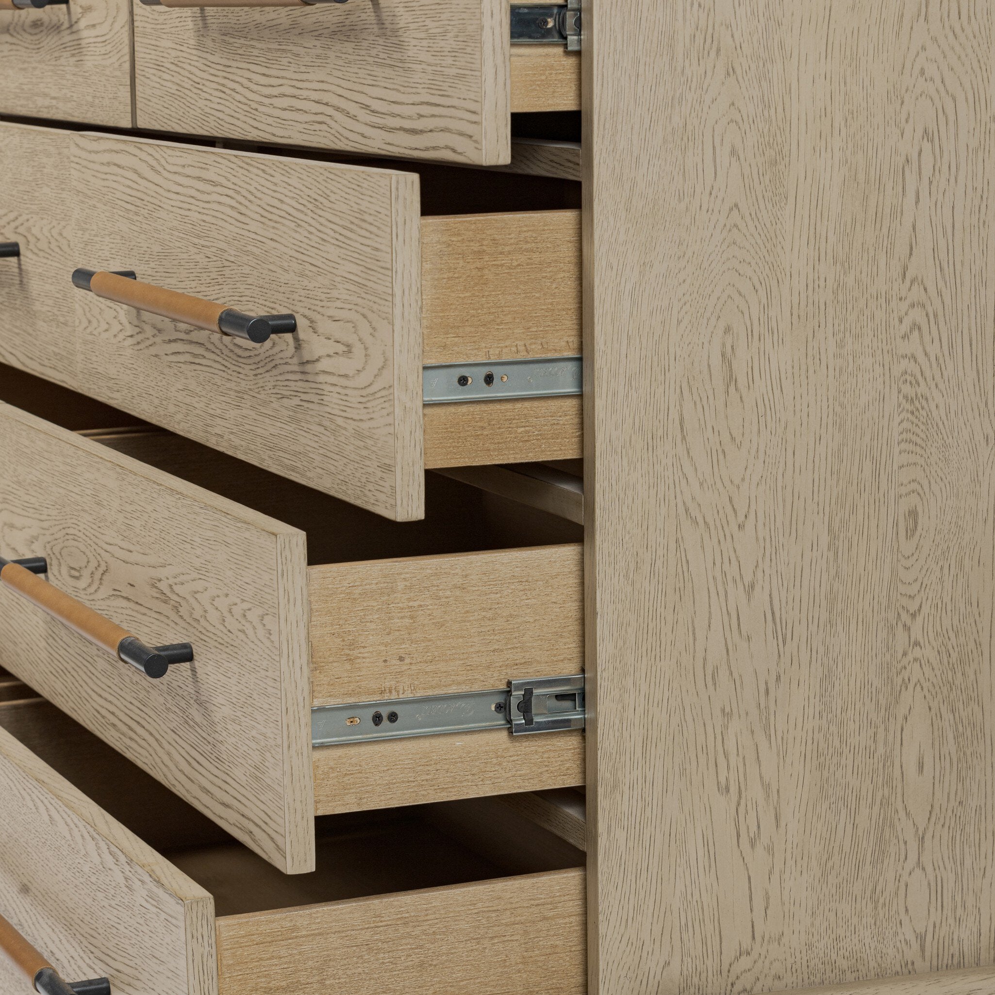 Four Hands Rosedale 8 Drawer Dresser — Yucca Oak Veneer-Chaps Sand-Gunmetal